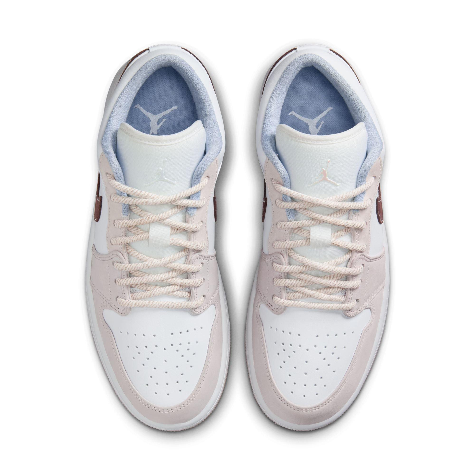 Jordan 1 Low "White/Ironstone/Light Soft Pink" Women's Shoe - WHITE/GREY Thumbnail View 6