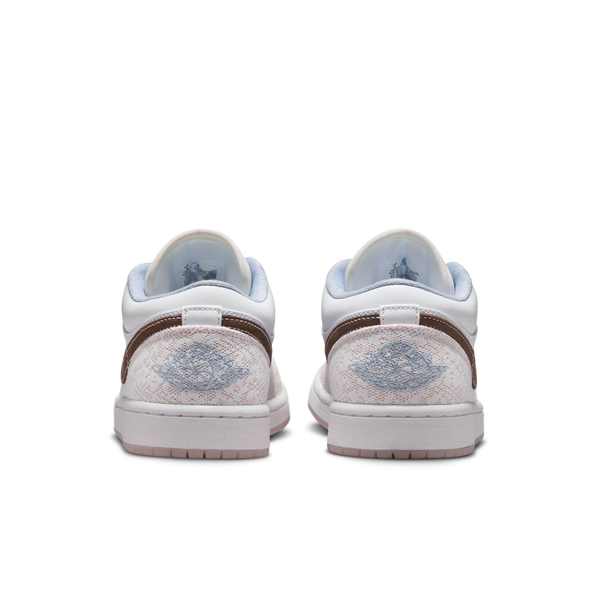 Jordan 1 Low "White/Ironstone/Light Soft Pink" Women's Shoe - WHITE/GREY Thumbnail View 7