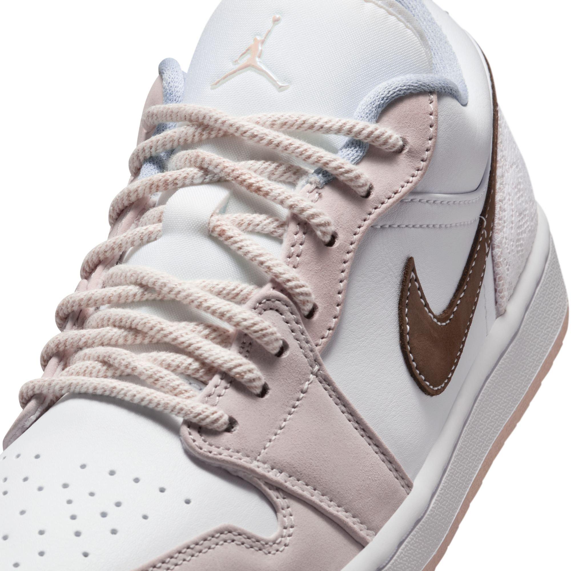 Jordan 1 Low "White/Ironstone/Light Soft Pink" Women's Shoe - WHITE/GREY Thumbnail View 9