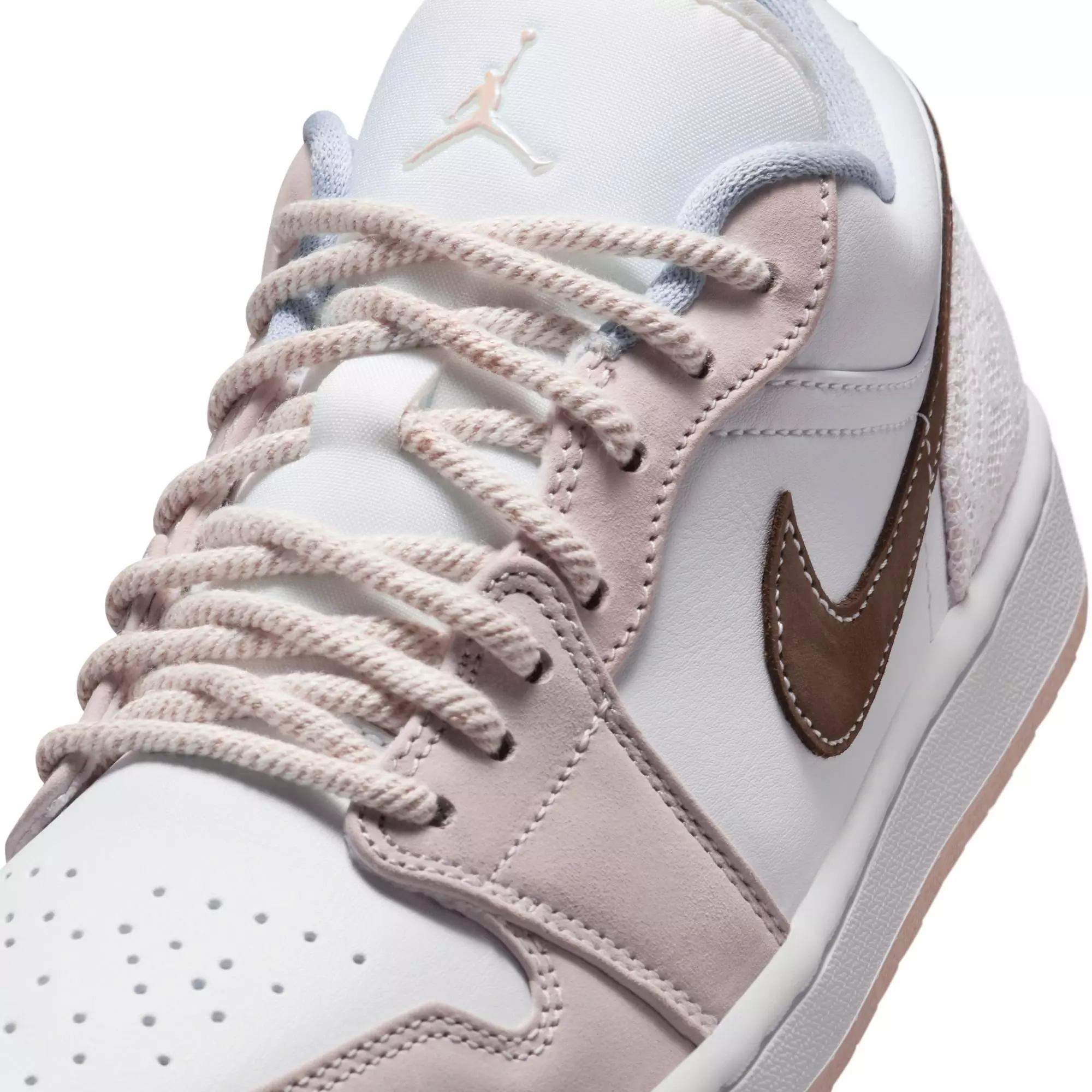 Jordan 1 Low "White/Ironstone/Light Soft Pink" Women's Shoe - WHITE/GREY