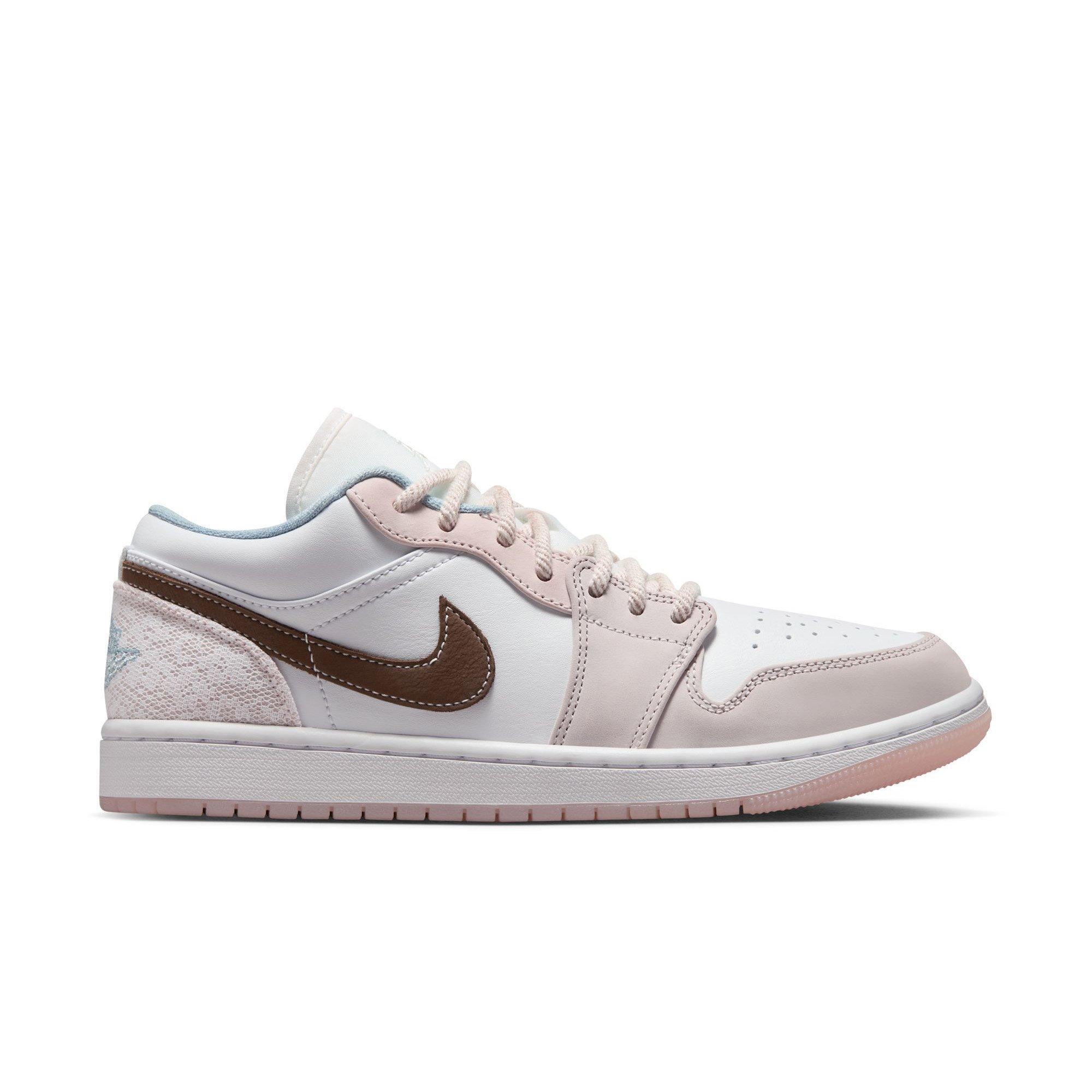 Jordan 1 Low "White/Ironstone/Light Soft Pink" Women's Shoe - WHITE/GREY Thumbnail View 1