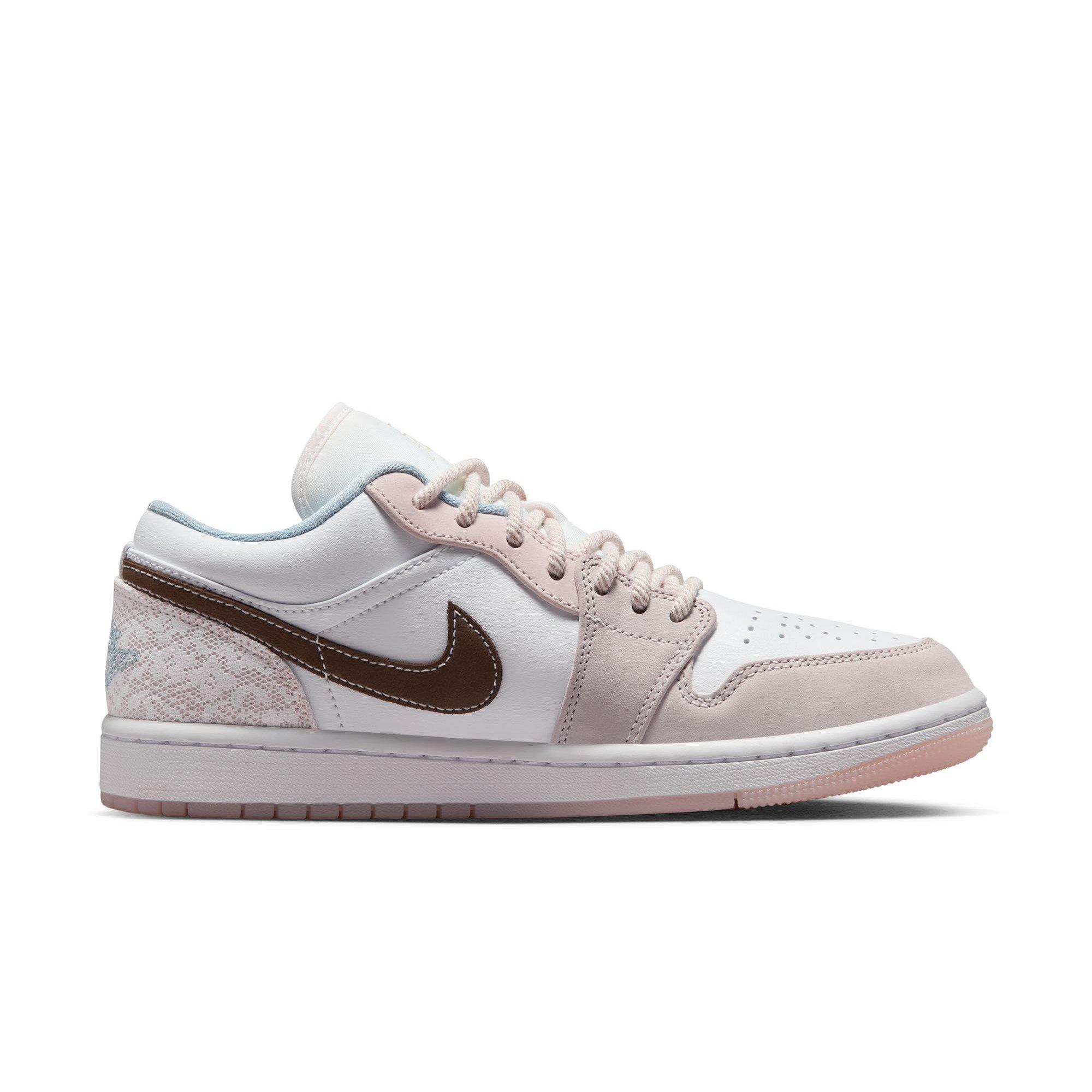 Jordan 1 Low "White/Ironstone/Light Soft Pink" Women's Shoe - WHITE/GREY Thumbnail View 2