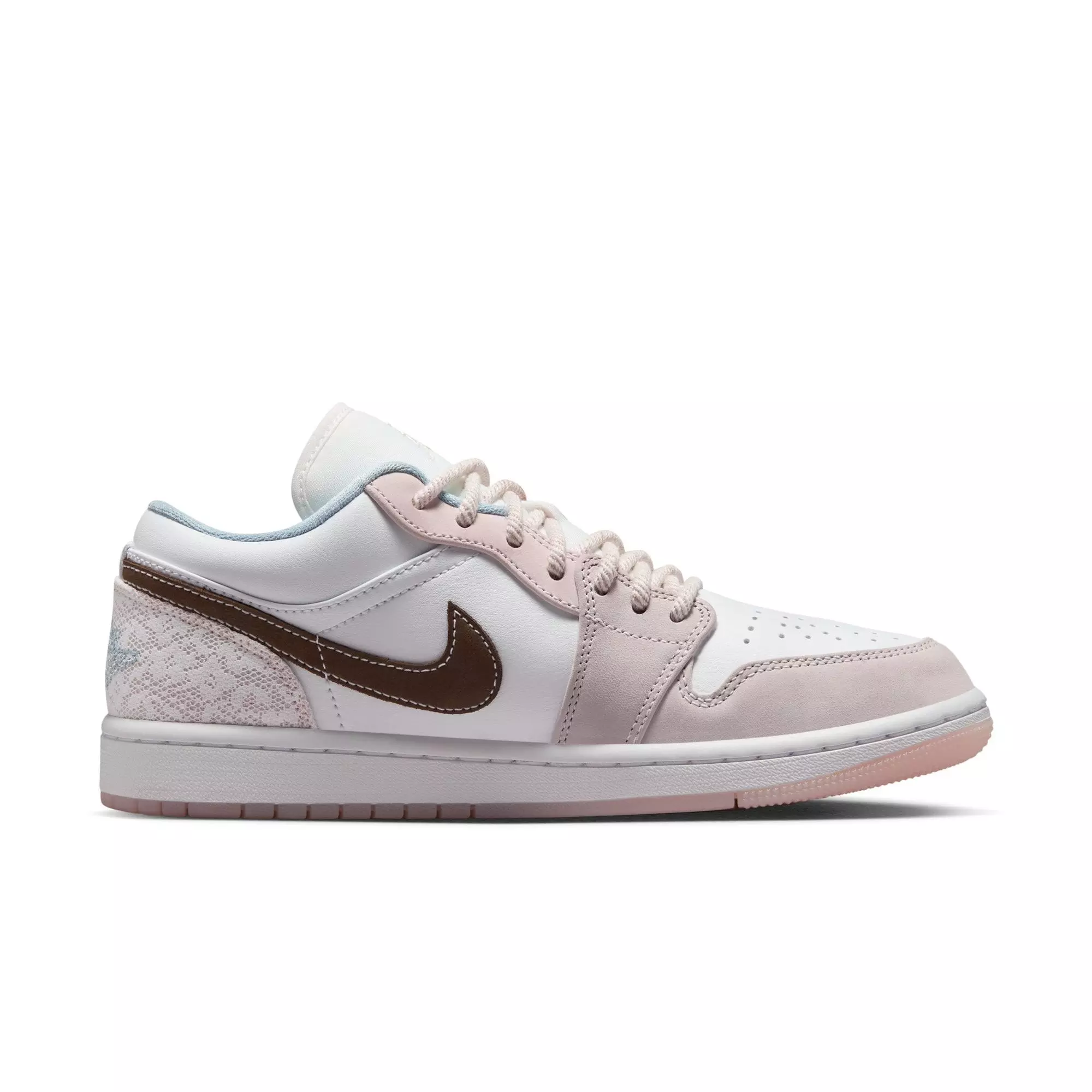 Jordan 1 Low "White/Ironstone/Light Soft Pink" Women's Shoe - WHITE/GREY