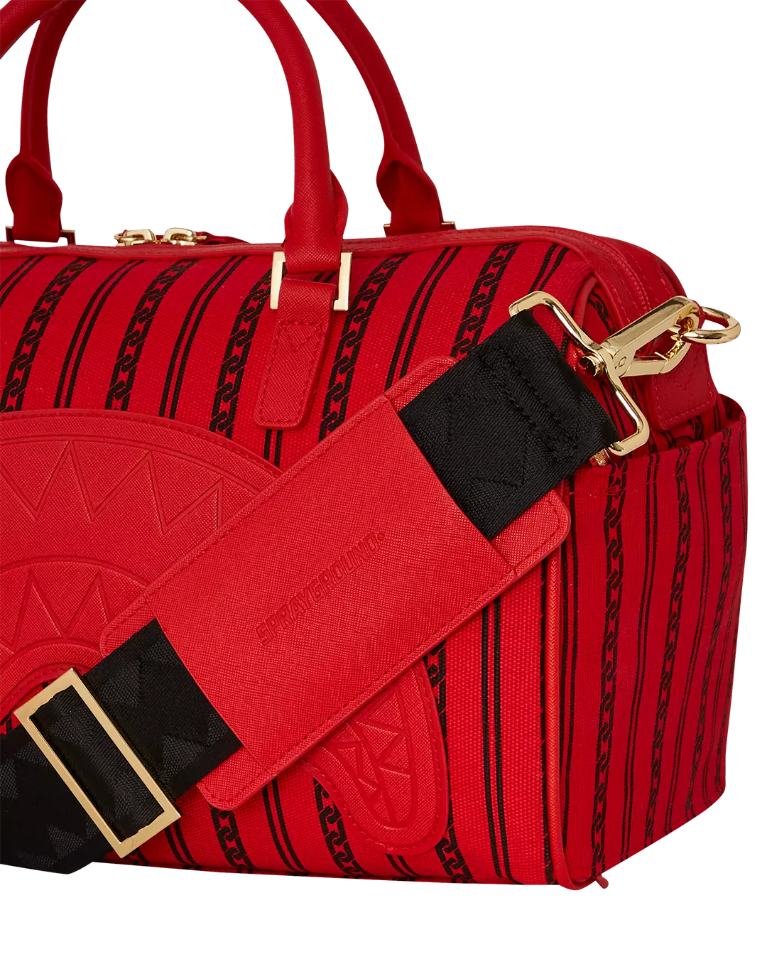 Sprayground Reverse Sharks in Paris Mini Duffle Bag - RED/BLACK