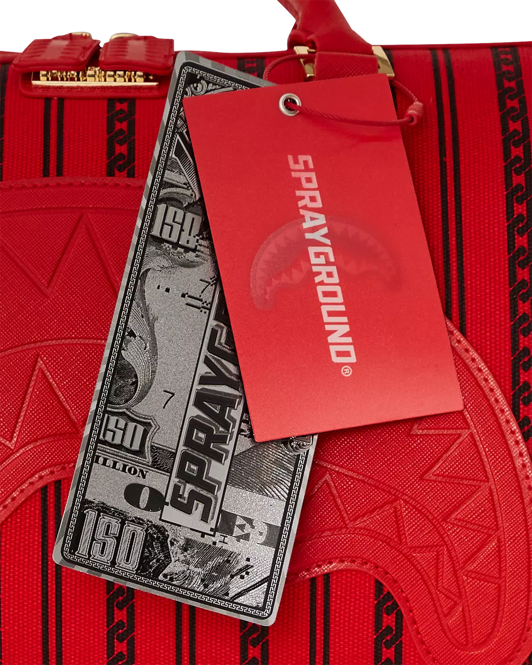 Sprayground Reverse Sharks in Paris Mini Duffle Bag - RED/BLACK