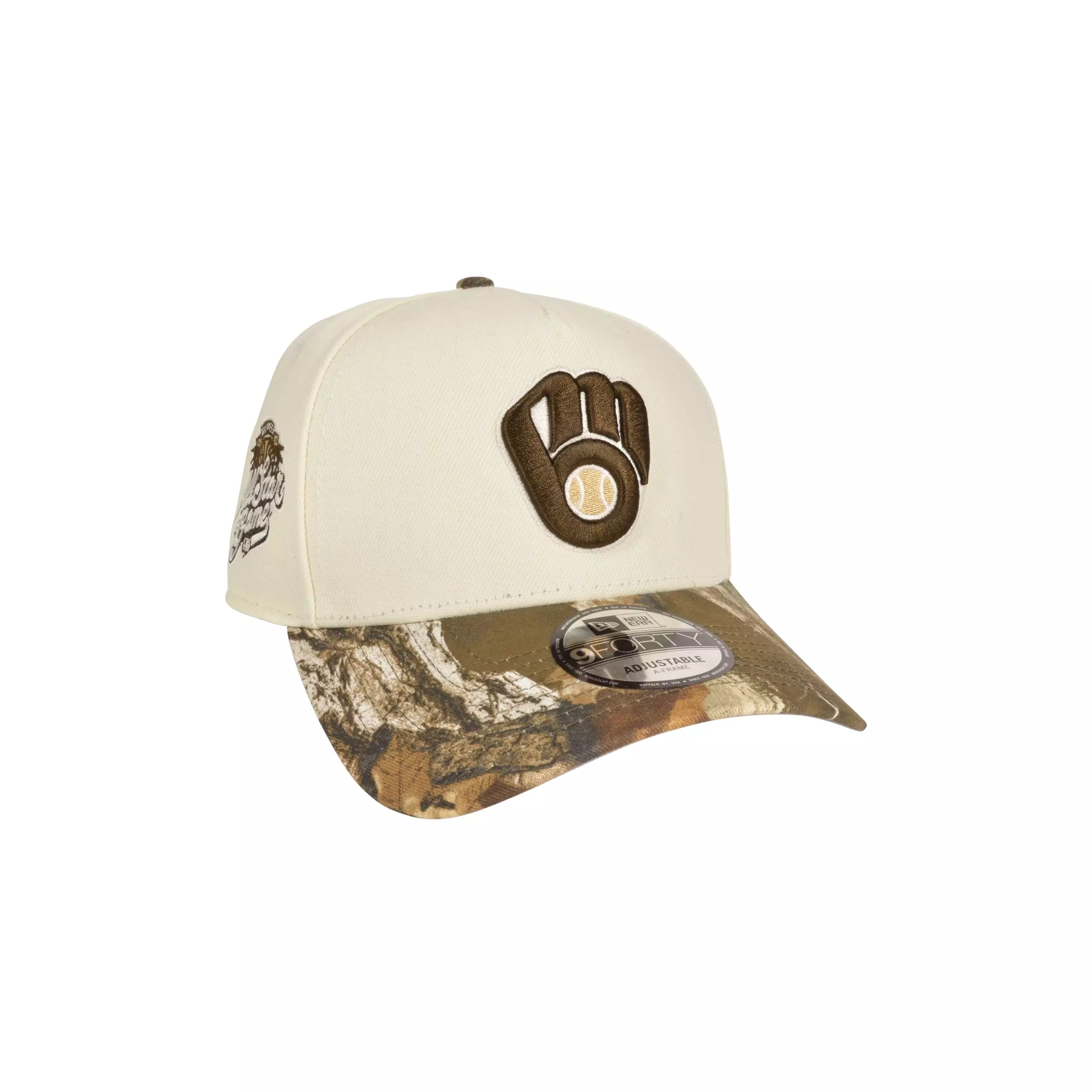 New Era Milwaukee Brewers 9FORTY Chrome Snapback Hat - Chrome/Camo - CREAM