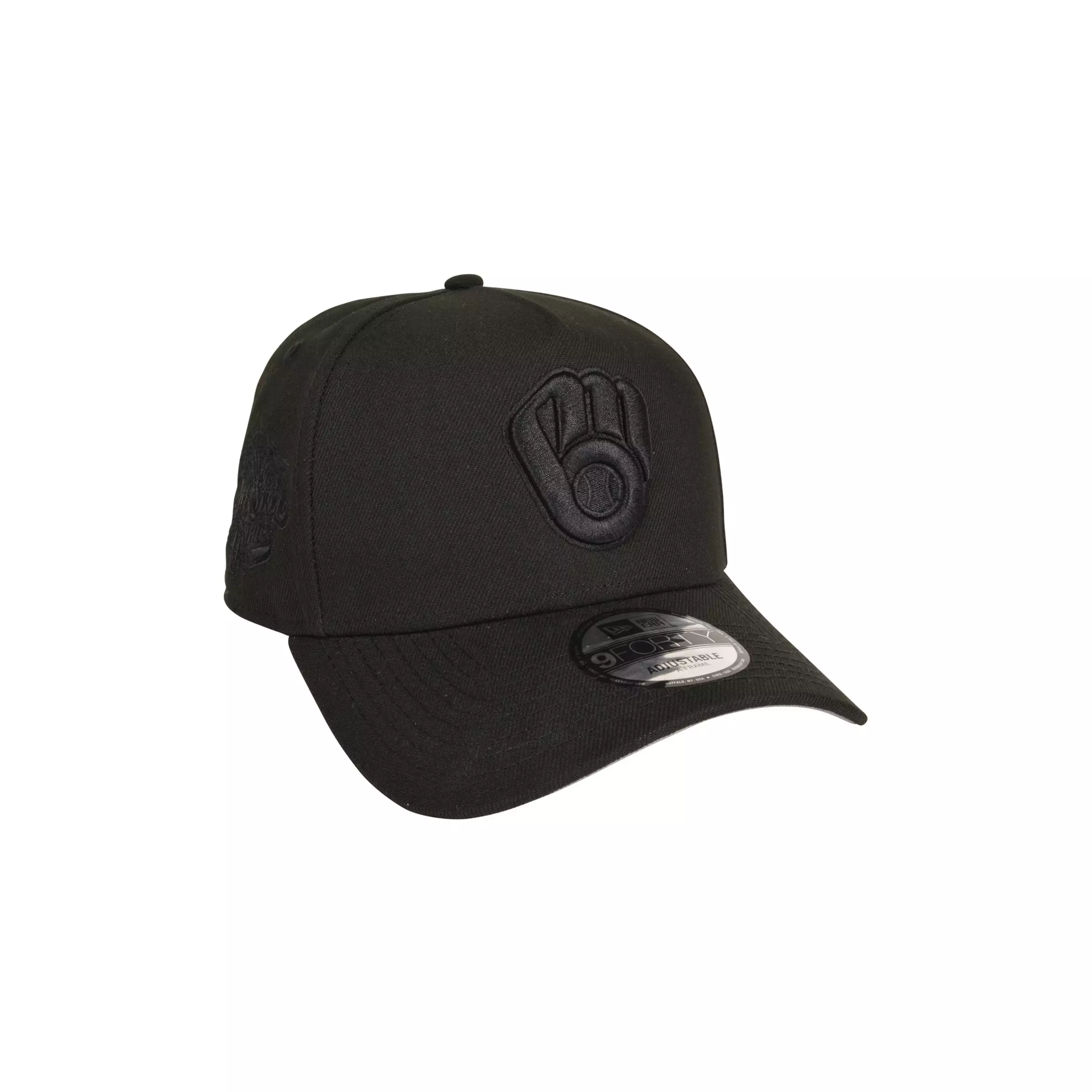 New Era Milwaukee Brewers 9FORTY Triple Black Snapback Hat-Black - BLACK