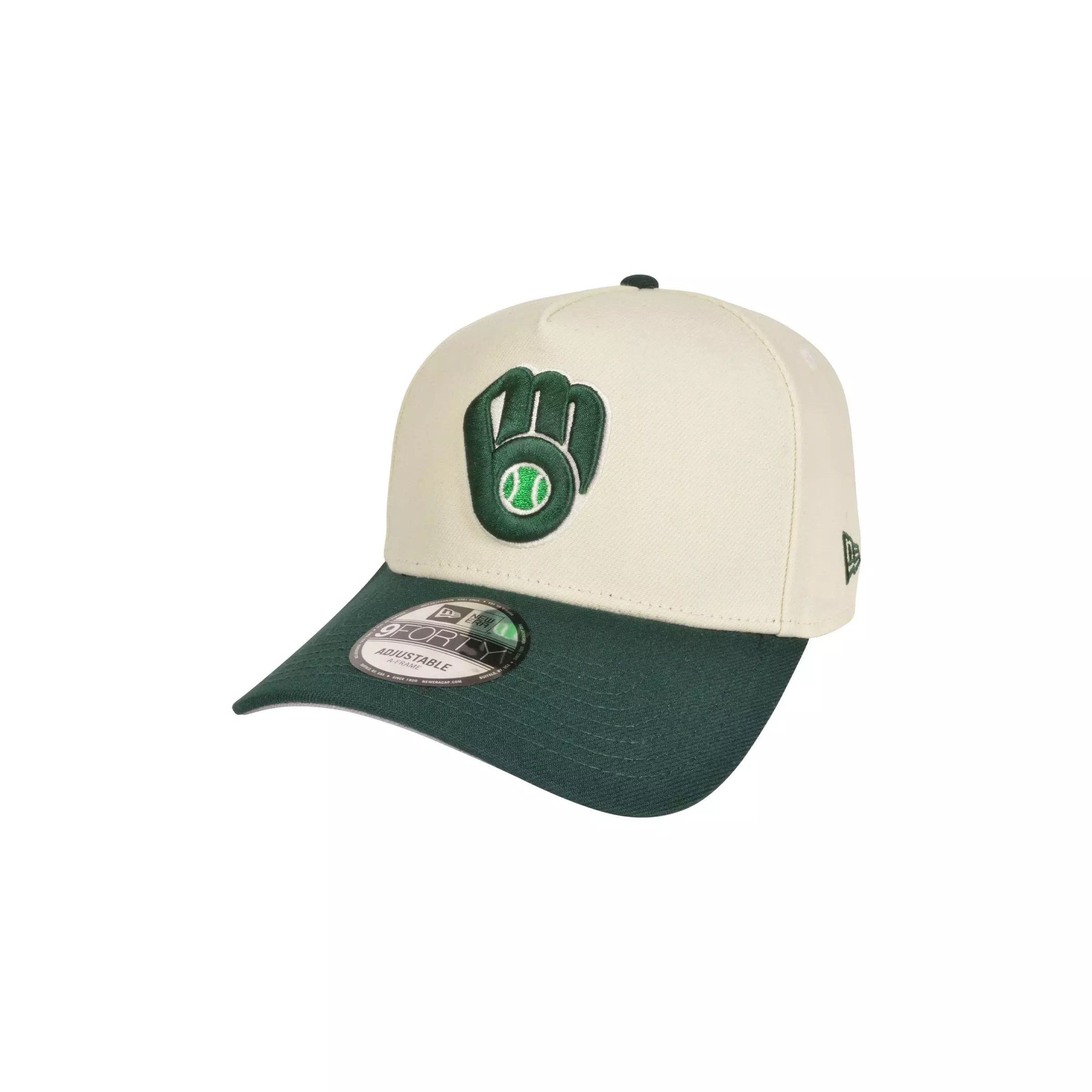 New Era Milwaukee Brewers 9FORTY Chrome Snapback Hat-Chrome/Green - CREAM