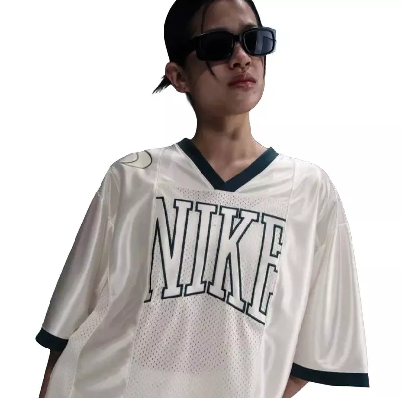 Nike Women's Sportswear Street Short-Sleeve Graphic Jersey Top - SAIL