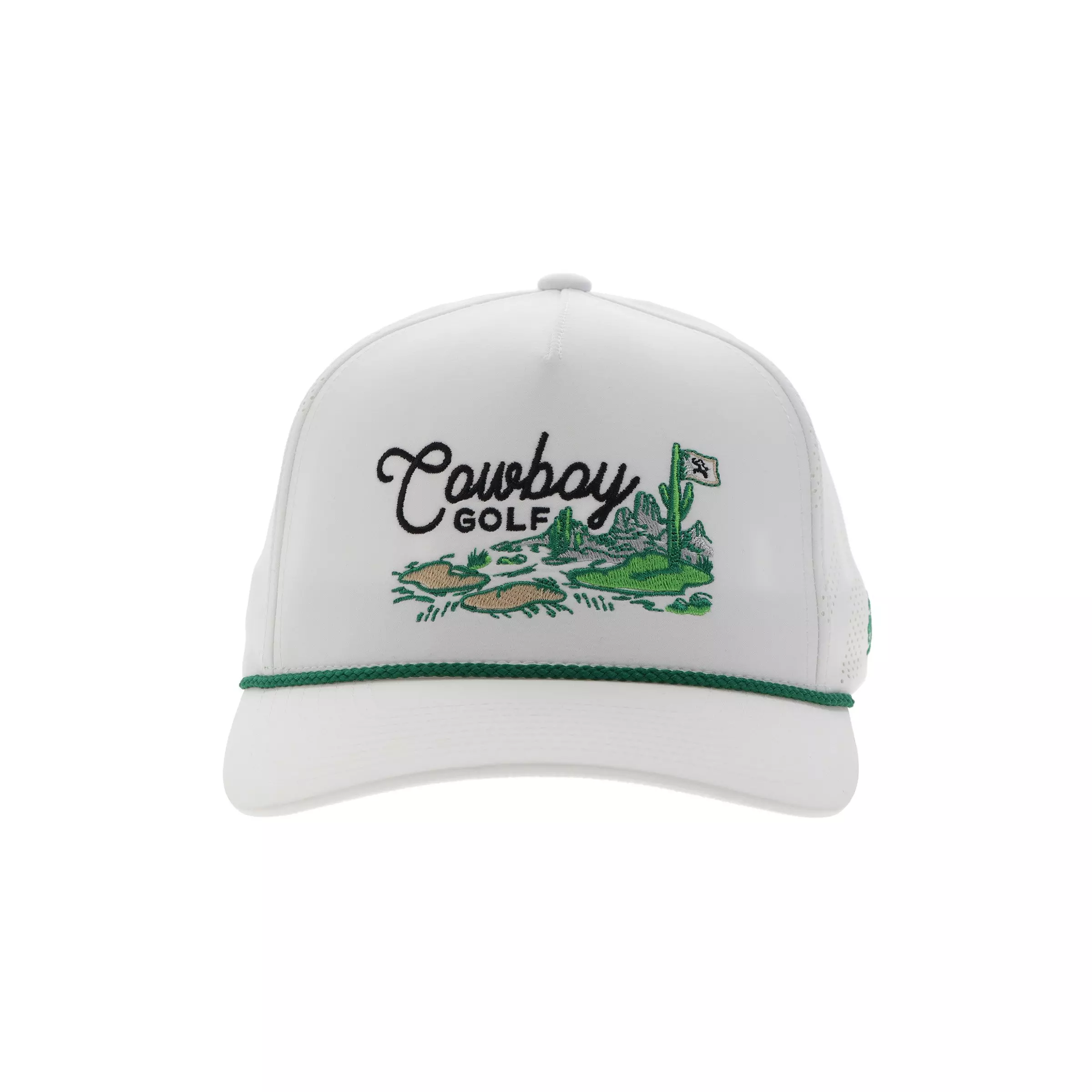 Hooey Cowboy Golf Snapback Hat-White - WHITE