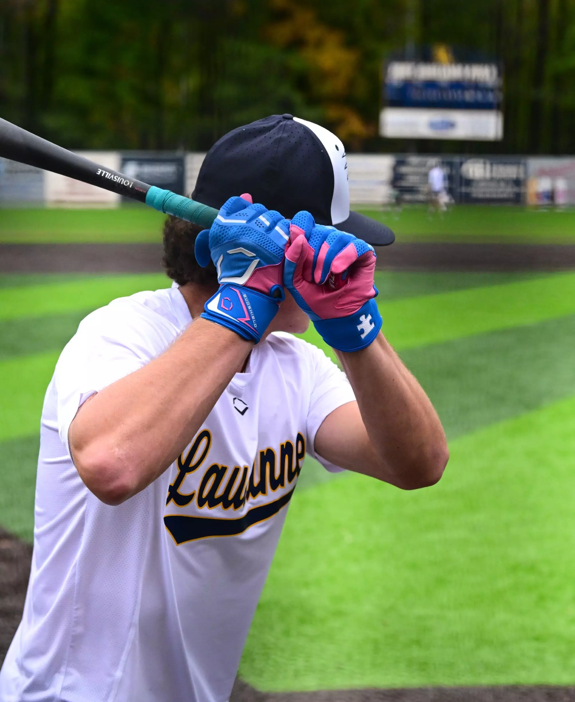 EvoShield X-SRZ Love the Moment Adult Carbyne Batting Gloves - BLUE/PINK