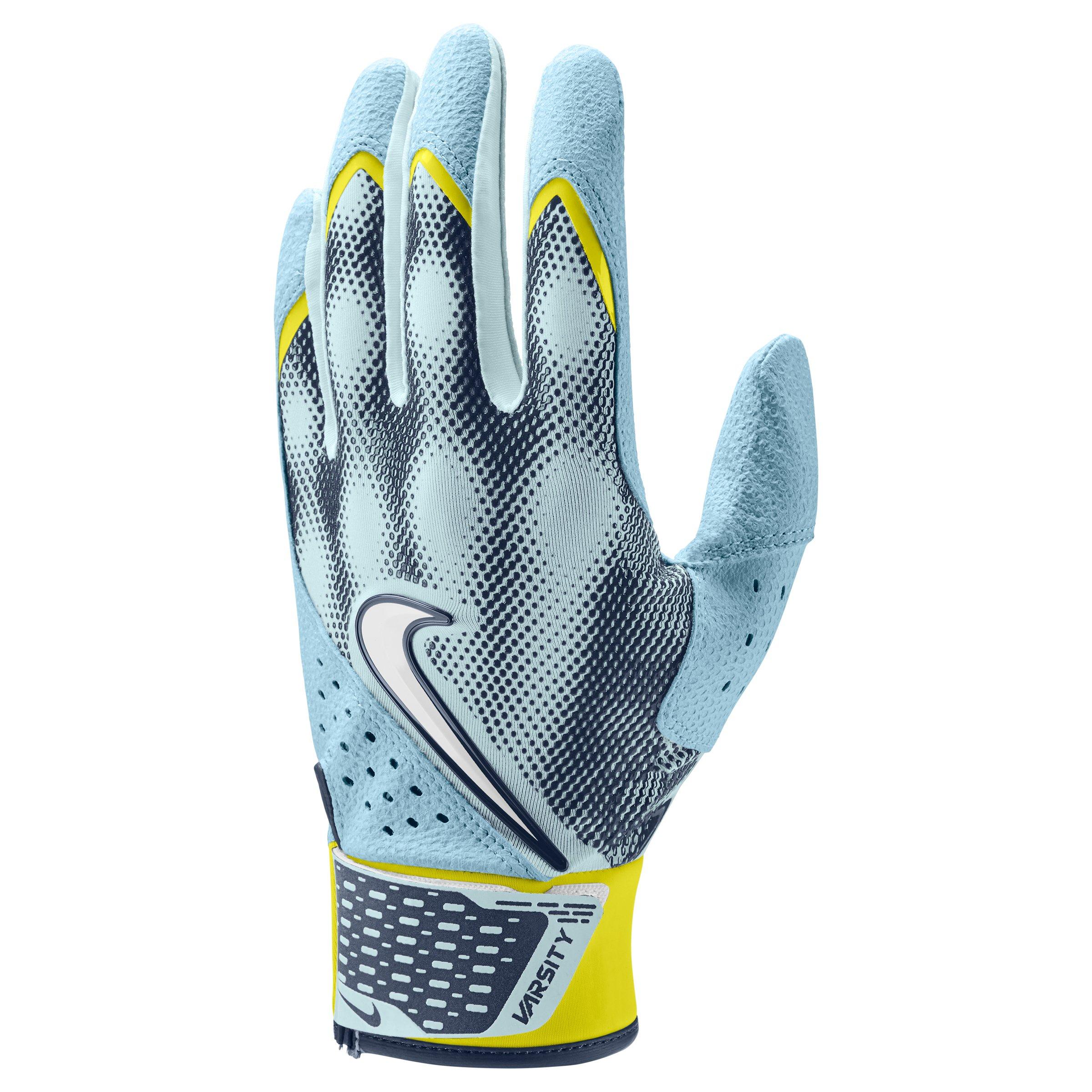 Nike Alpha Varsity Acuna Jr. Baseball Batting Gloves - LTBLUE/YELLOW/RED Thumbnail View 1