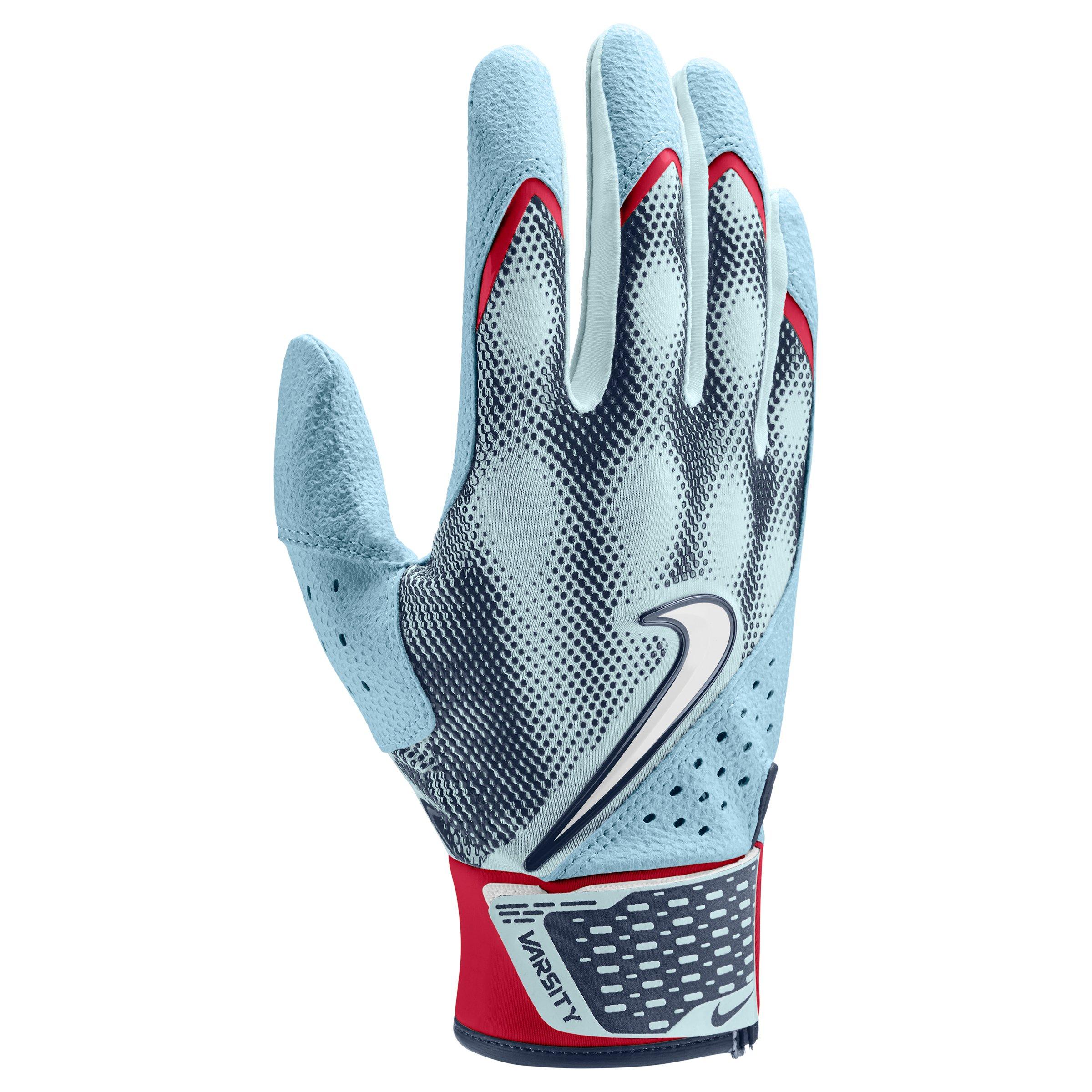 Nike Alpha Varsity Acuna Jr. Baseball Batting Gloves - LTBLUE/YELLOW/RED Thumbnail View 2