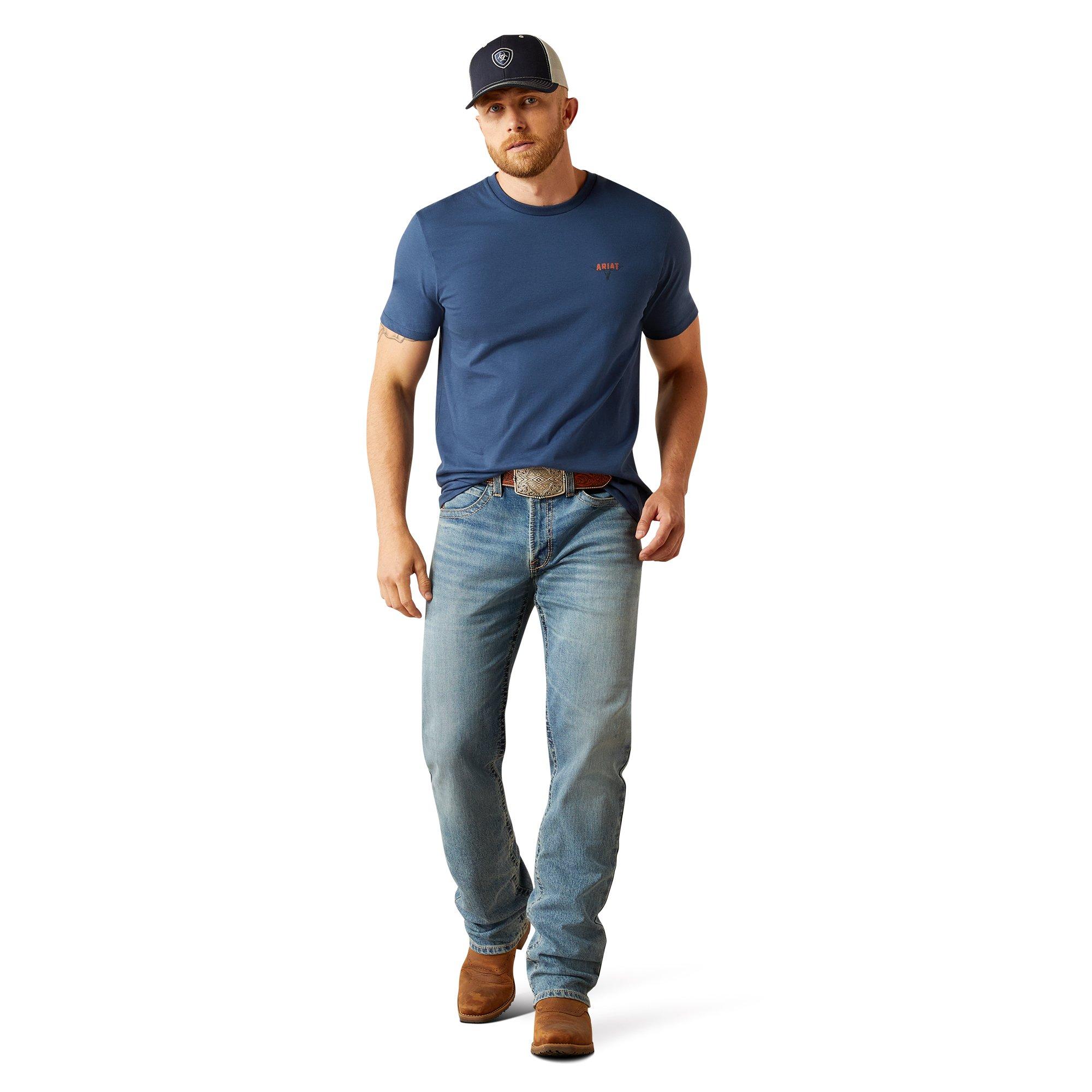 Ariat Men's Ranch Tough Tee - Blue - BLUE Thumbnail View 3