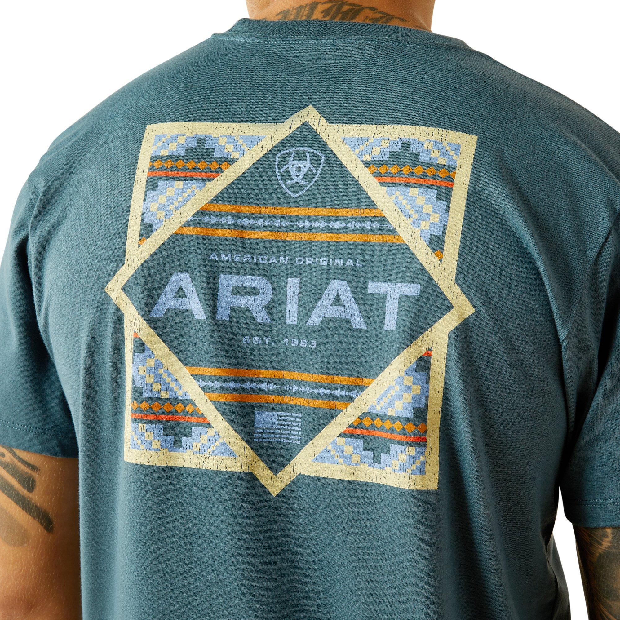 Ariat Men's Puebla Serape Tee - Green - GREEN Thumbnail View 4