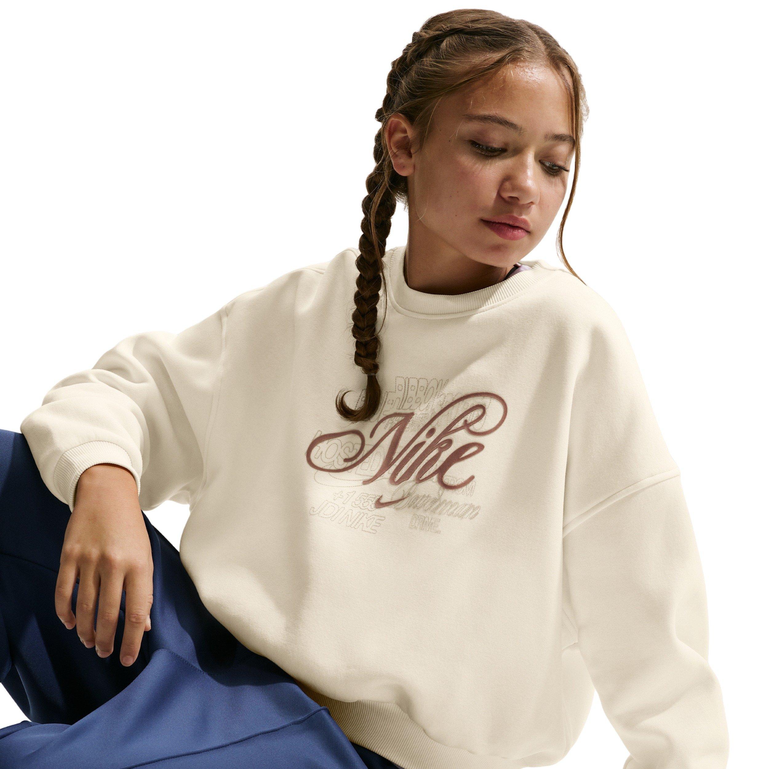 Nike Big Girls' Sportswear Club Fleece Boxy Graphic Crew-Neck Sweatshirt - Soft Pearl - SOFT PEARL Thumbnail View 3