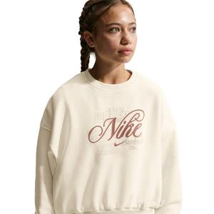 Nike Big Girls' Sportswear Club Fleece Boxy Graphic Crew-Neck Sweatshirt -Soft Pearl