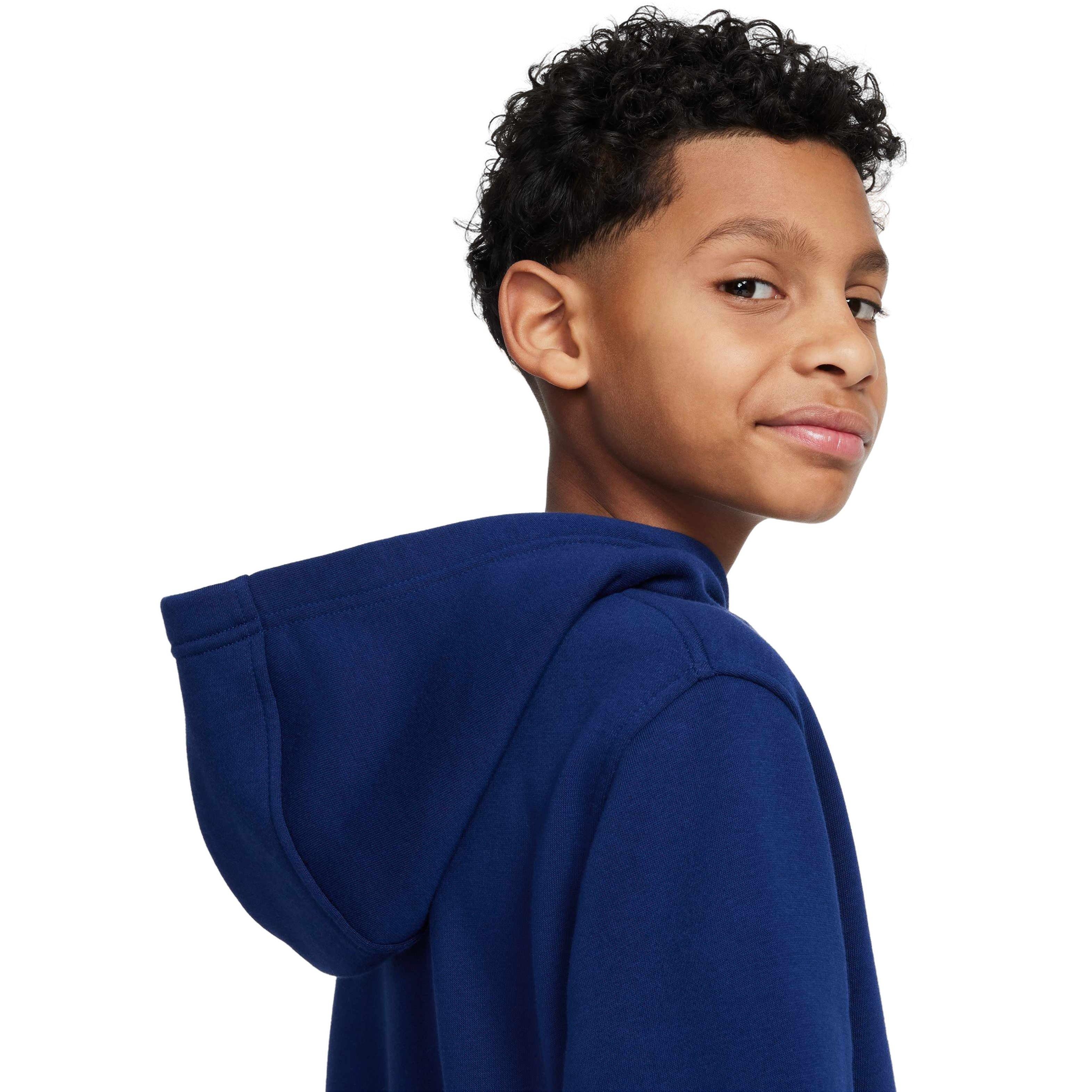 Nike Big Kids' Erling Haaland Club Fleece Hoodie - BLUE Thumbnail View 6