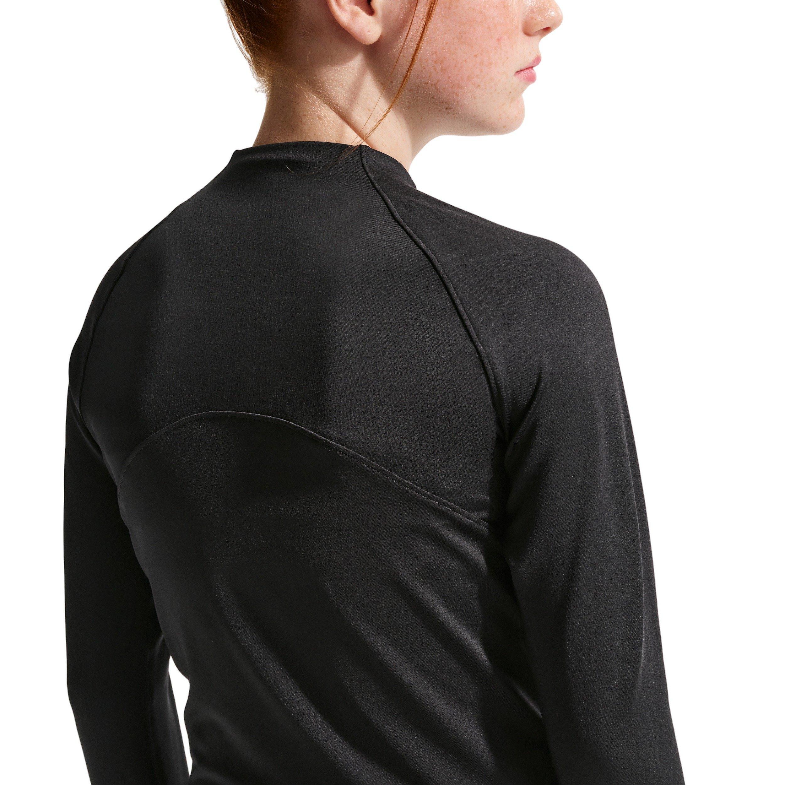 Nike Big Girls' Pro Dri-FIT Half-Zip Long Sleeve Top - Black - BLACK Thumbnail View 2