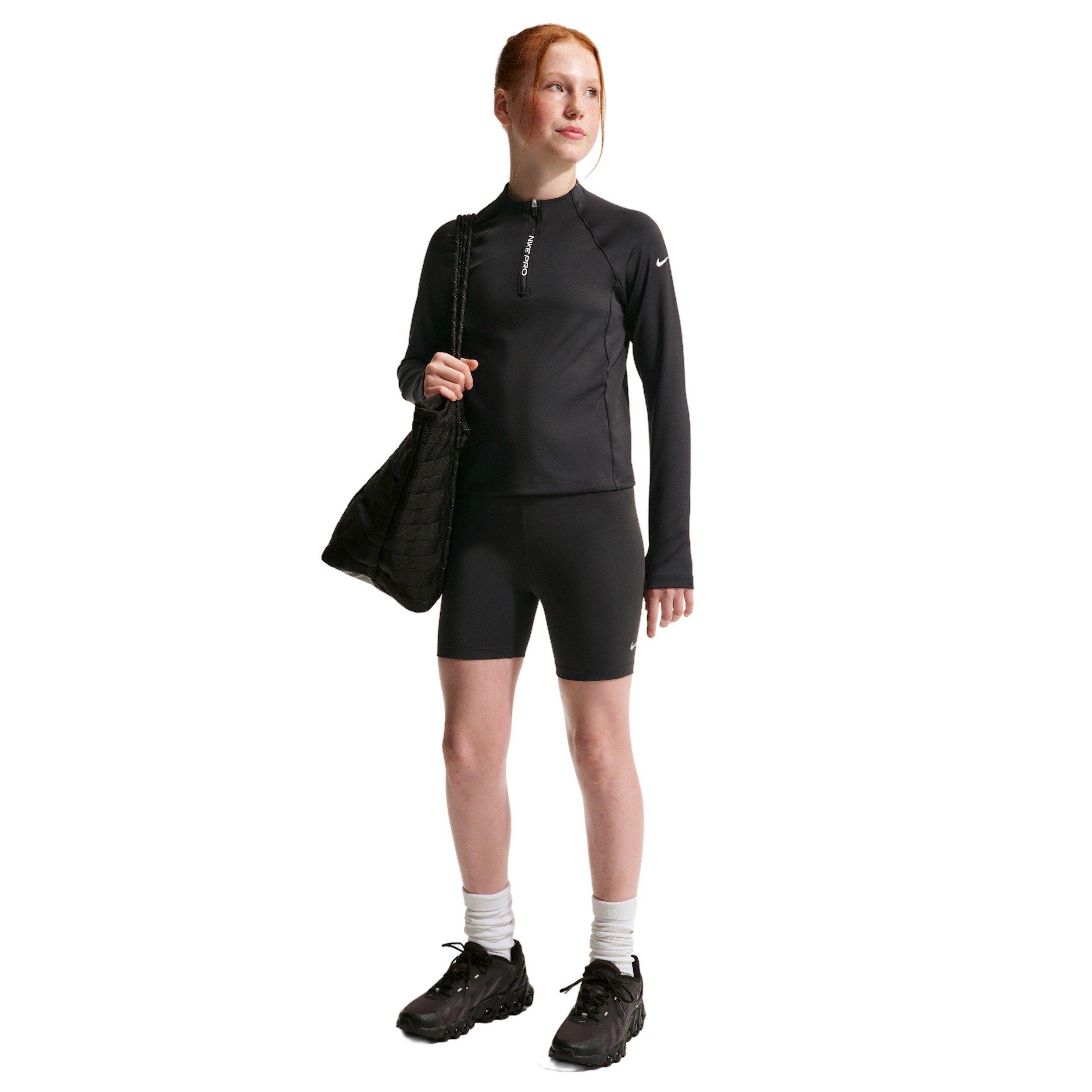 Nike Big Girls' Pro Dri-FIT Half-Zip Long Sleeve Top -Black - BLACK Thumbnail View 4
