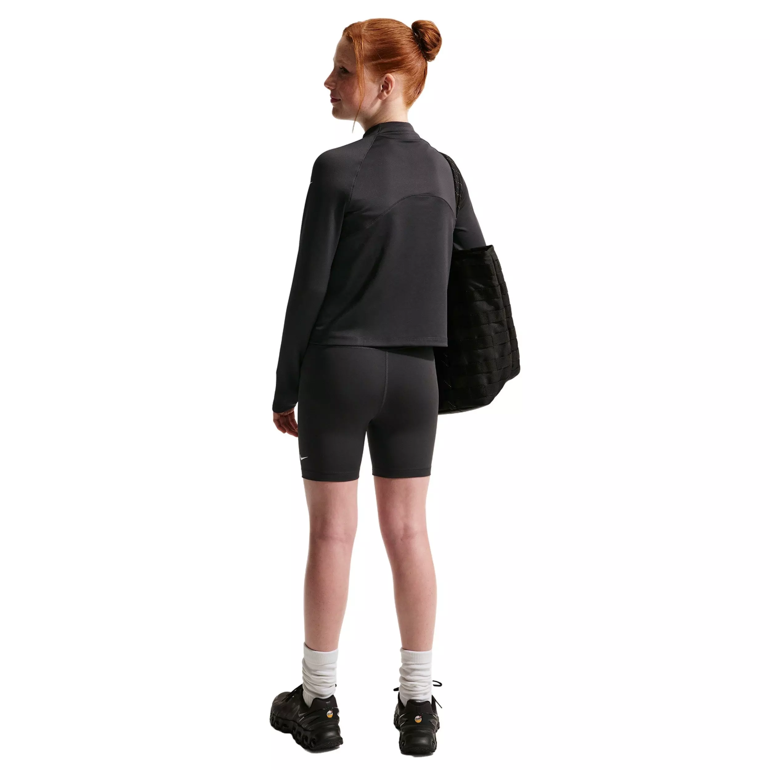 Nike Big Girls' Pro Dri-FIT Half-Zip Long Sleeve Top - Black - BLACK