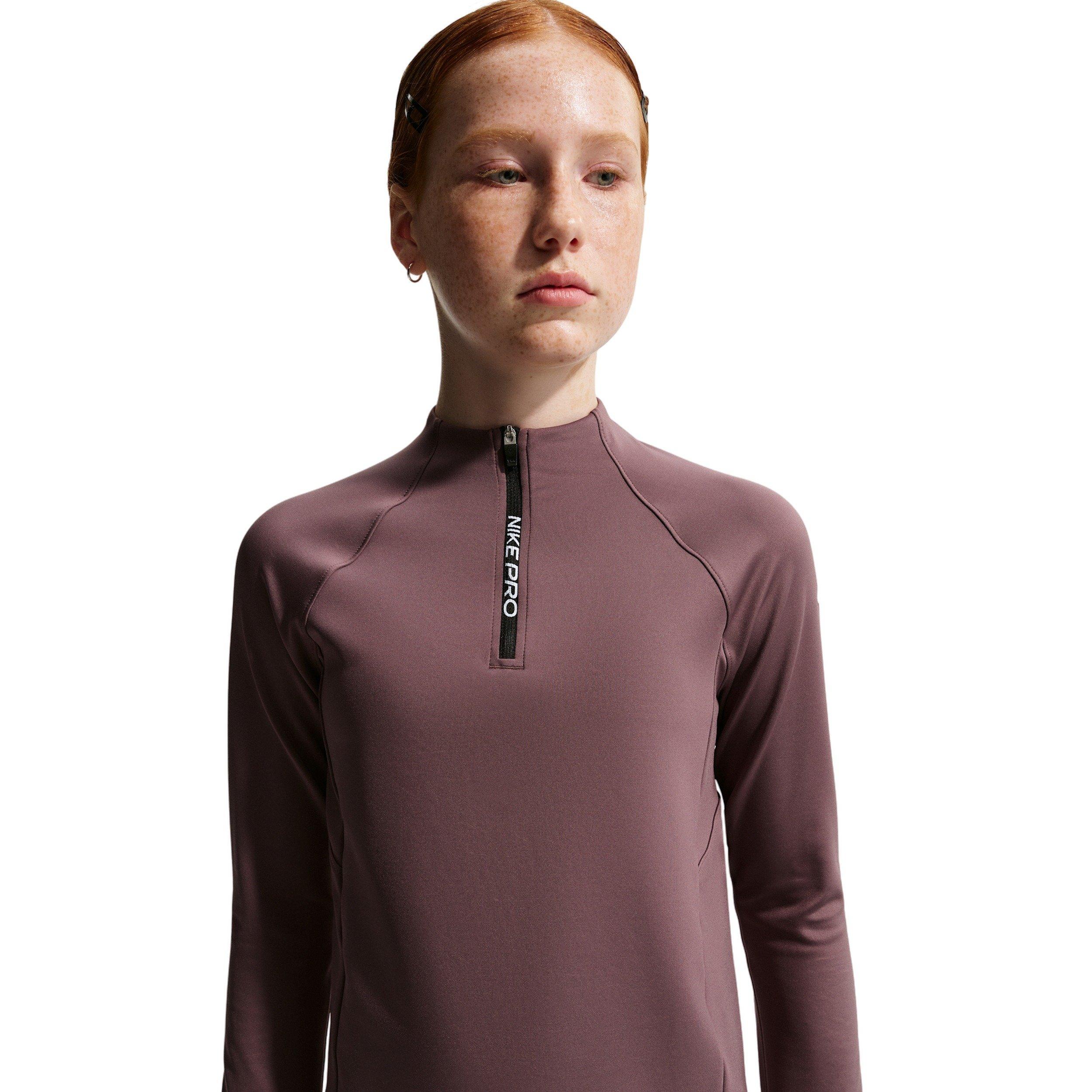 Nike Big Girls' Pro Dri-FIT Half-Zip Long Sleeve Top -Tattoo Purple - TATTOO PURPLE Thumbnail View 1