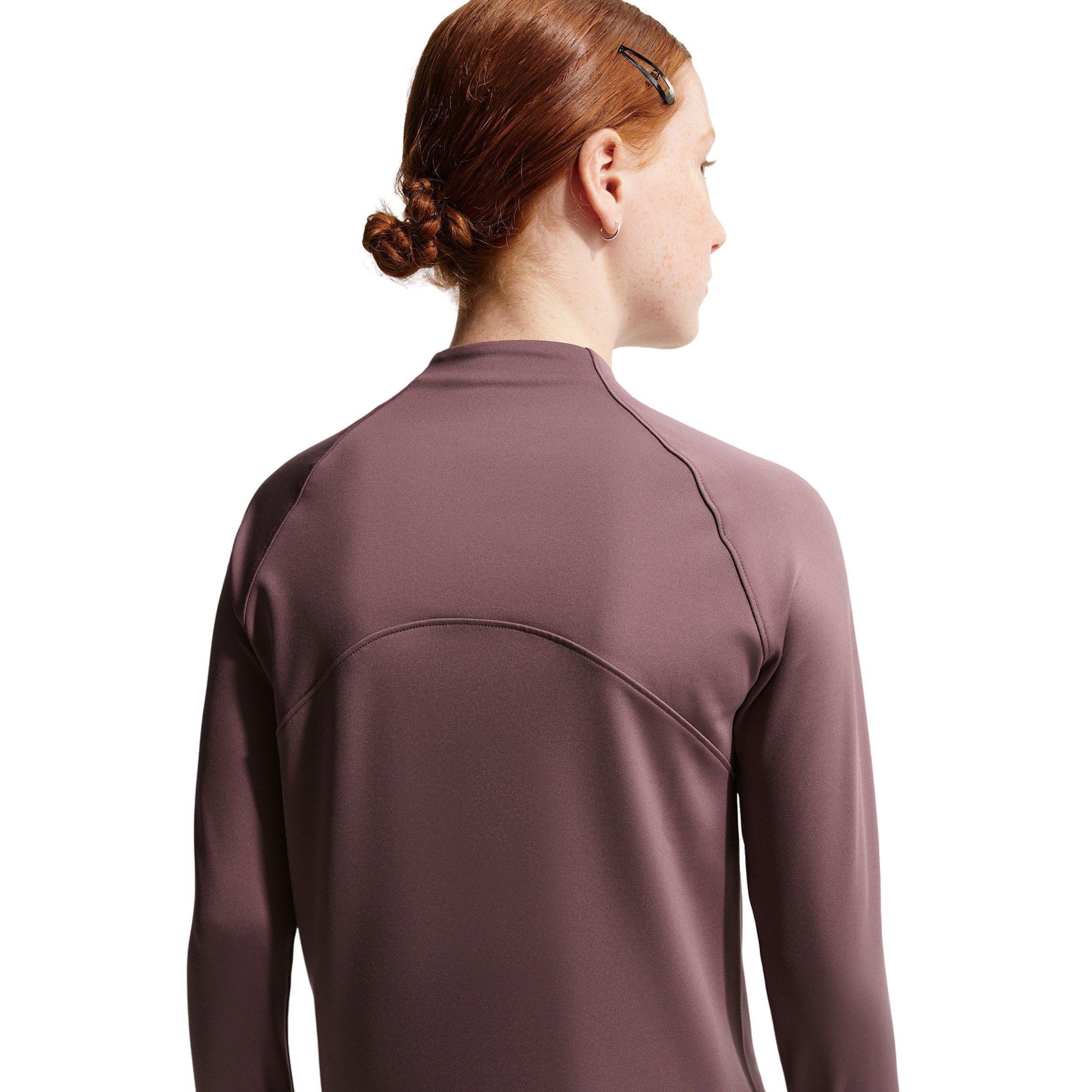 Nike Big Girls' Pro Dri-FIT Half-Zip Long Sleeve Top -Tattoo Purple - TATTOO PURPLE Thumbnail View 2