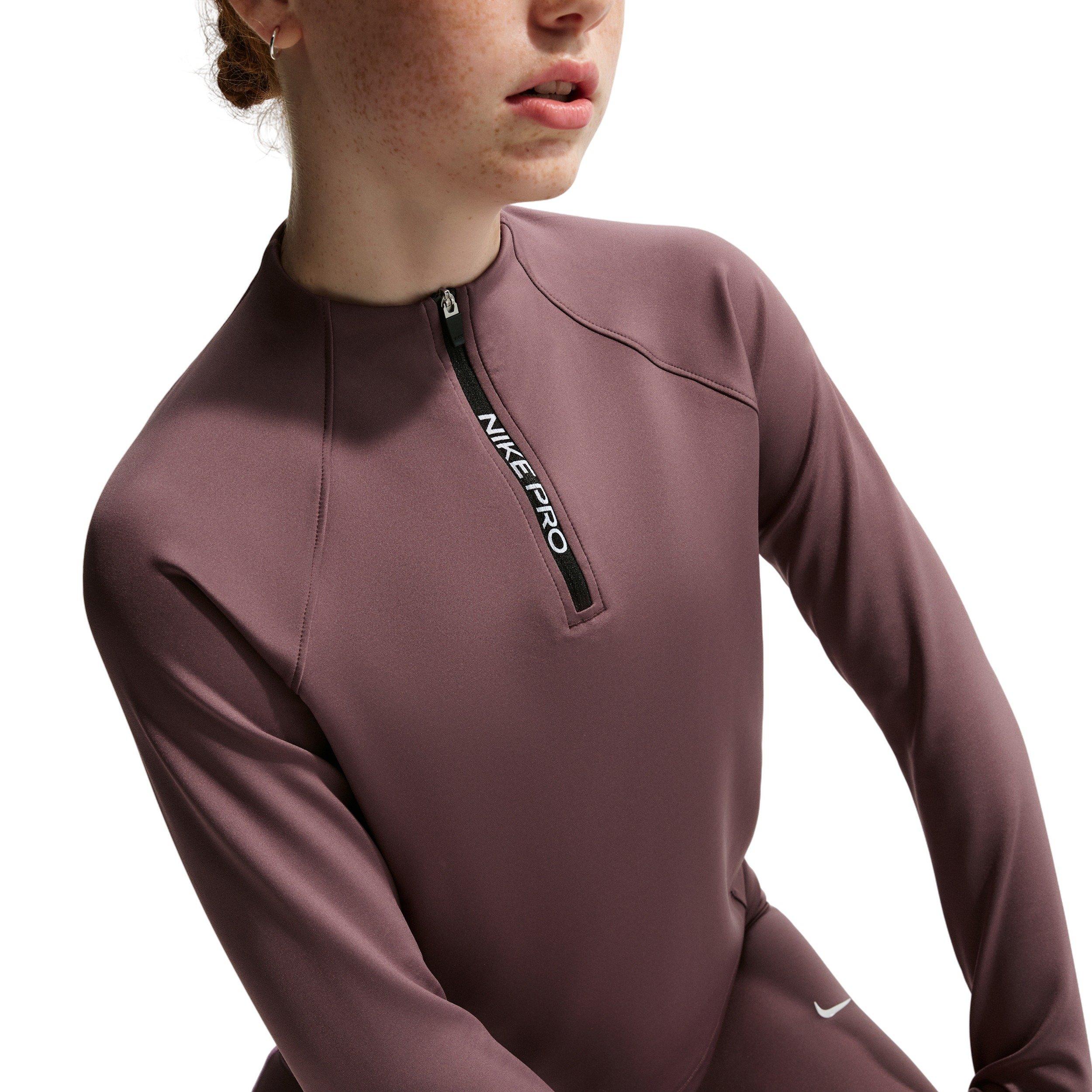 Nike Big Girls' Pro Dri-FIT Half-Zip Long Sleeve Top - Tattoo Purple - TATTOO PURPLE Thumbnail View 3