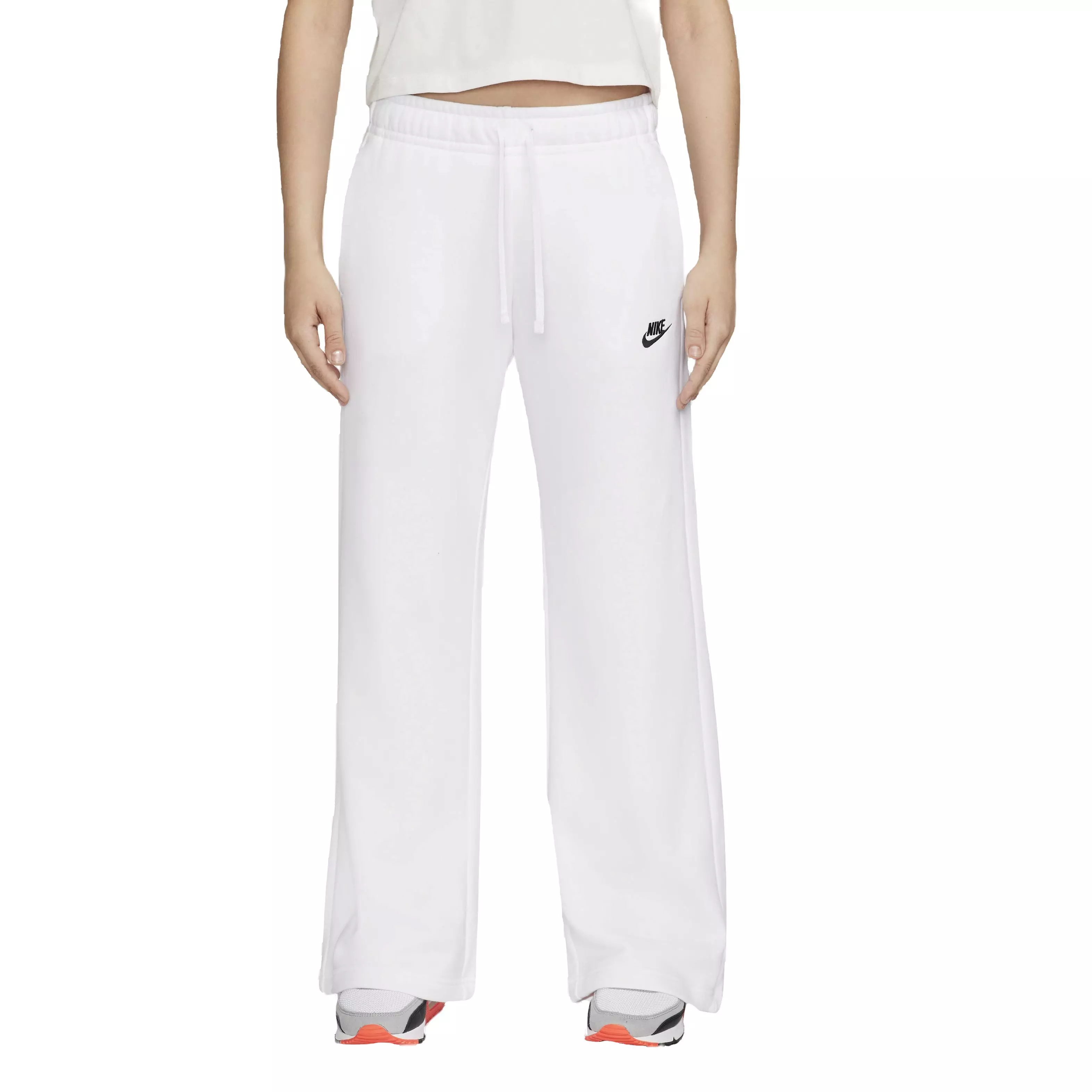 Nike Women's Sportswear Club Fleece Mid-Rise Wide-Leg Sweatpants - White - WHITE