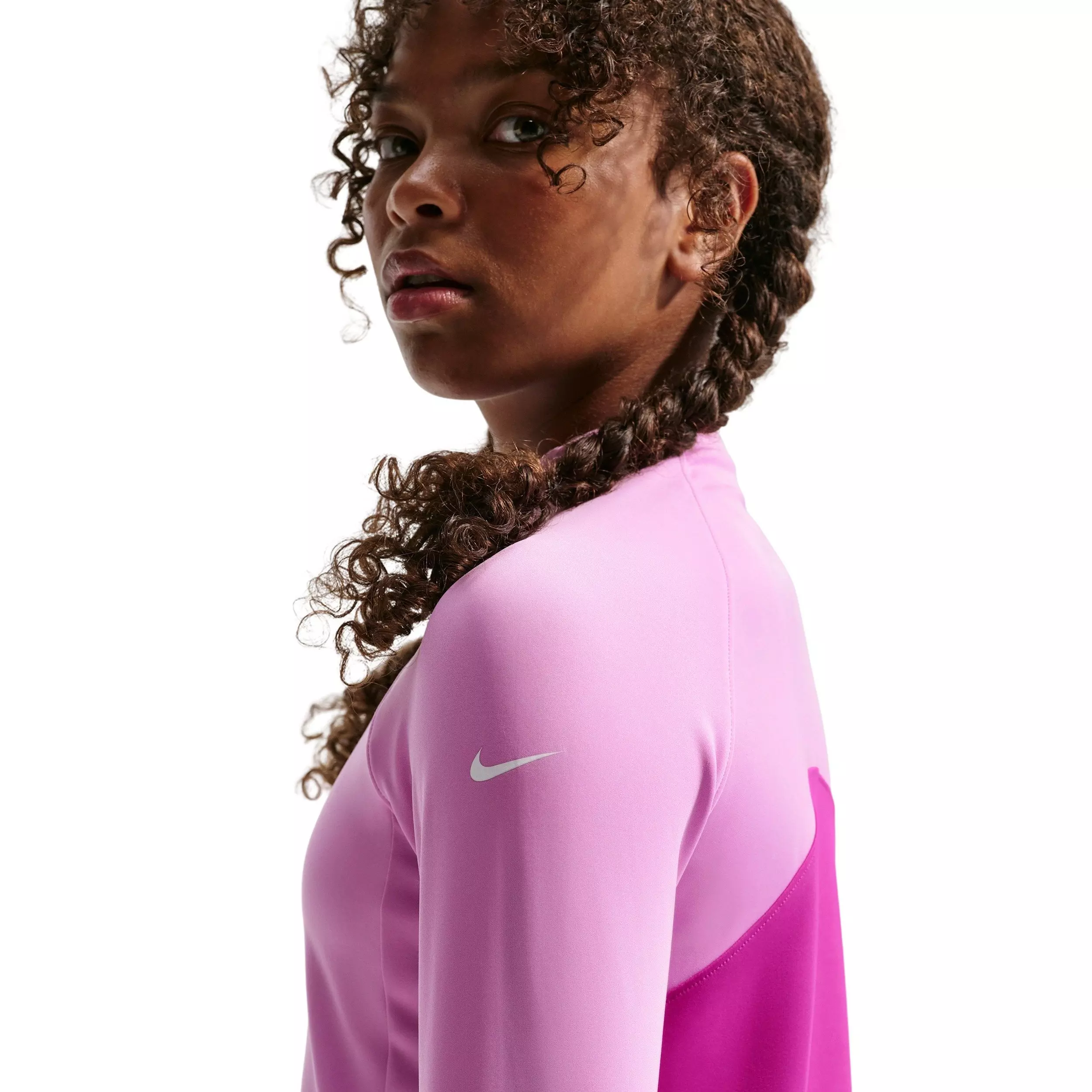 Nike Big Girls' Pro Dri-FIT Half-Zip Long Sleeve Top - Lt Magenta - LT MAGENTA