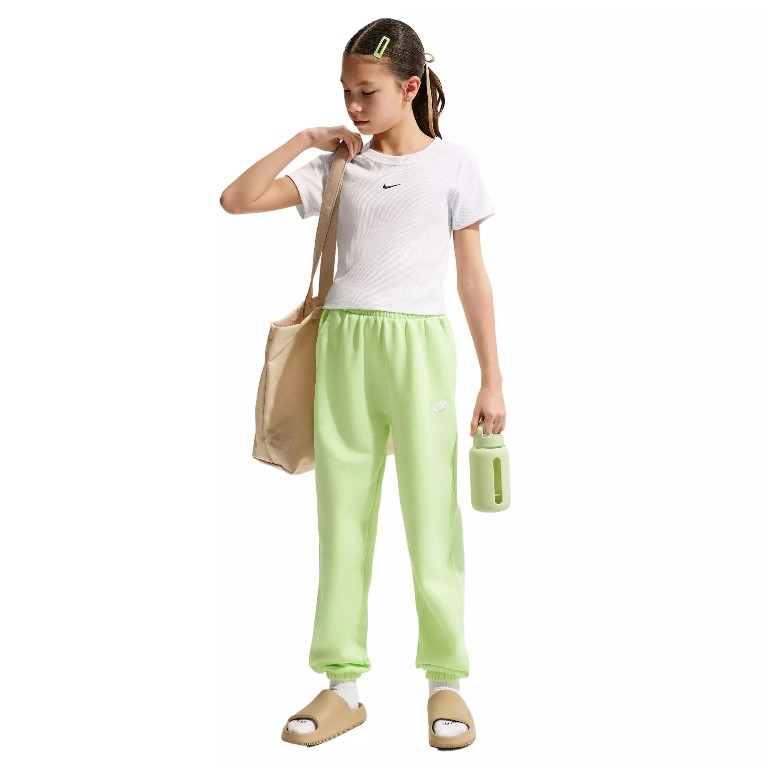 Nike Big Girls' Sportswear Club Fleece Loose Trousers - Green - GREEN