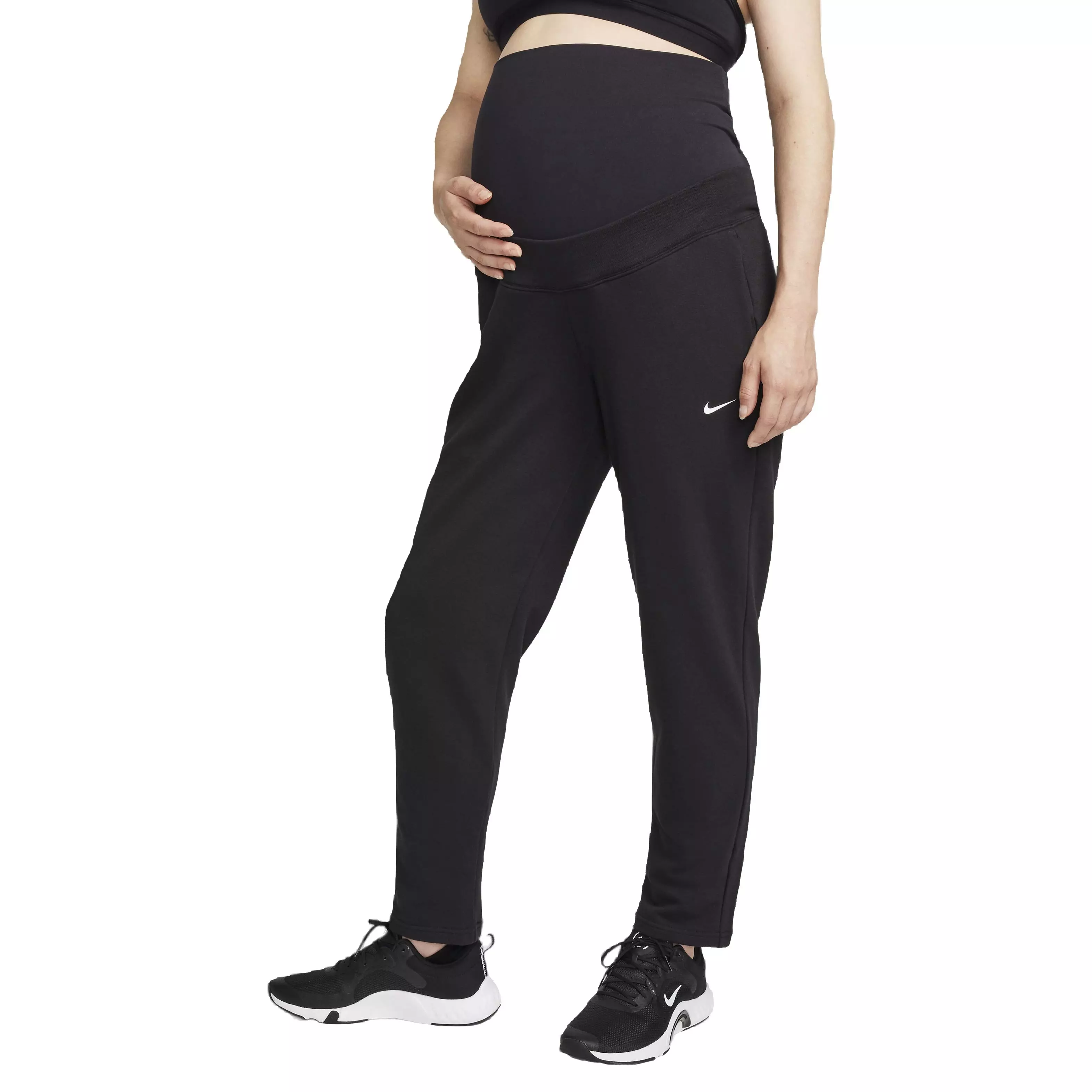 Nike Women's One Dri-FIT French Terry Maternity Pants - Black - BLACK