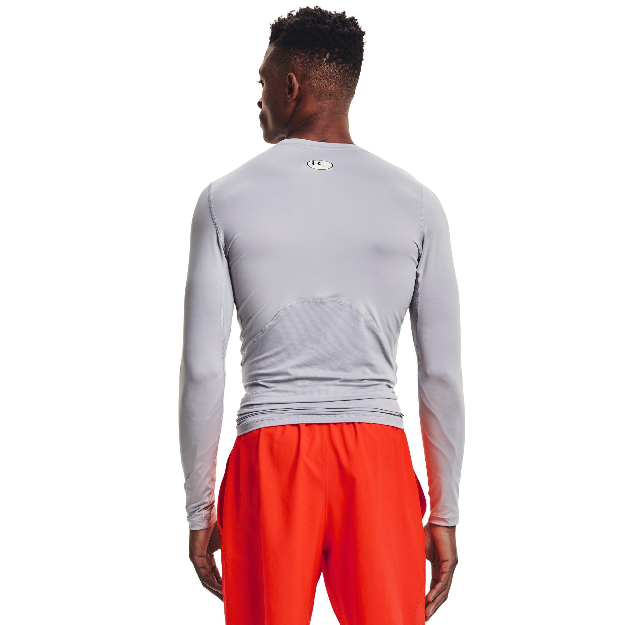 Under Armour Men's HeatGear Armour Long Sleeve Top - GREY/BLACK Thumbnail View 2