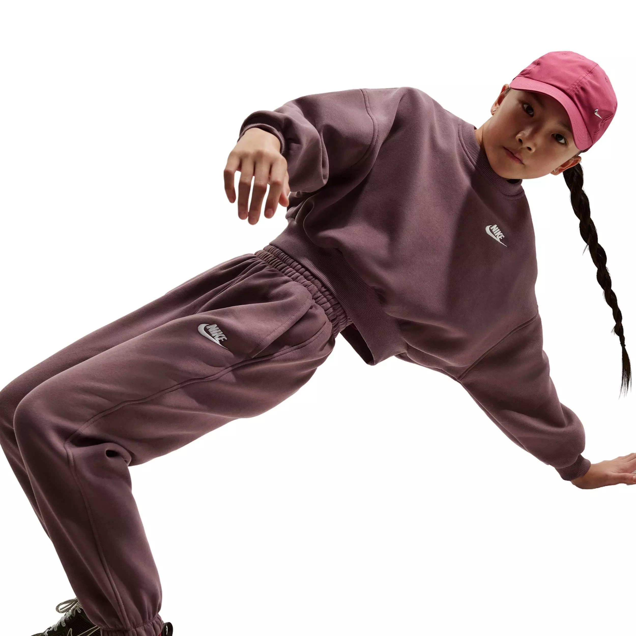 Nike Big Girls' Sportswear Club Fleece Loose Trousers -Tattoo Purple - TATTOO PURPLE