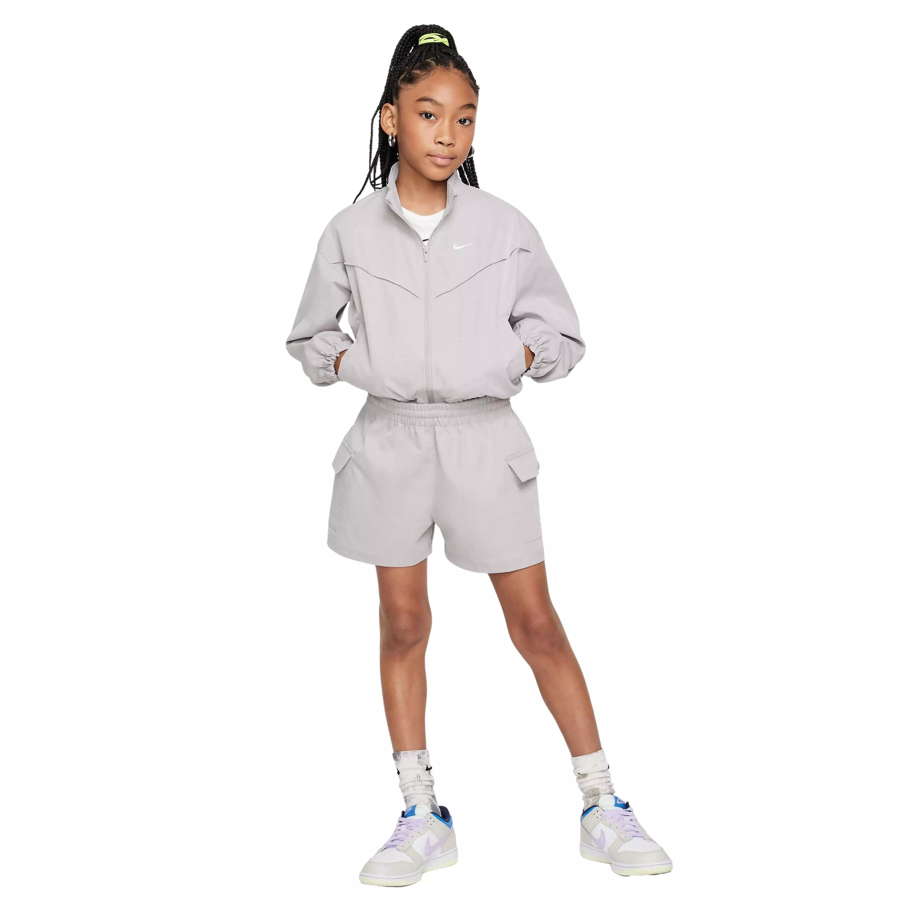 Nike Big Girls' Sportswear Woven Cargo Shorts - GREY