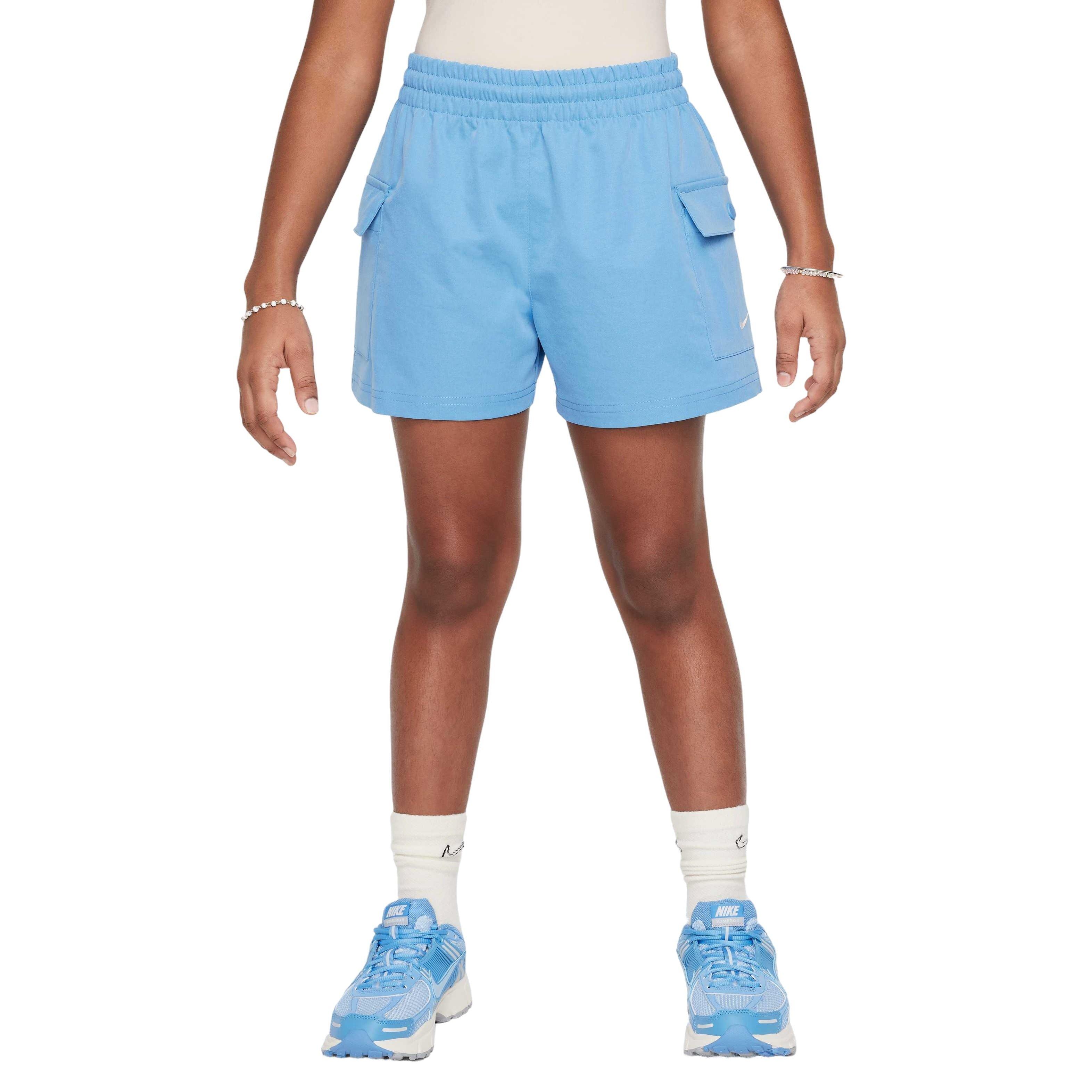 Nike Big Girls' Sportswear Woven Cargo Shorts - BLUE Thumbnail View 1