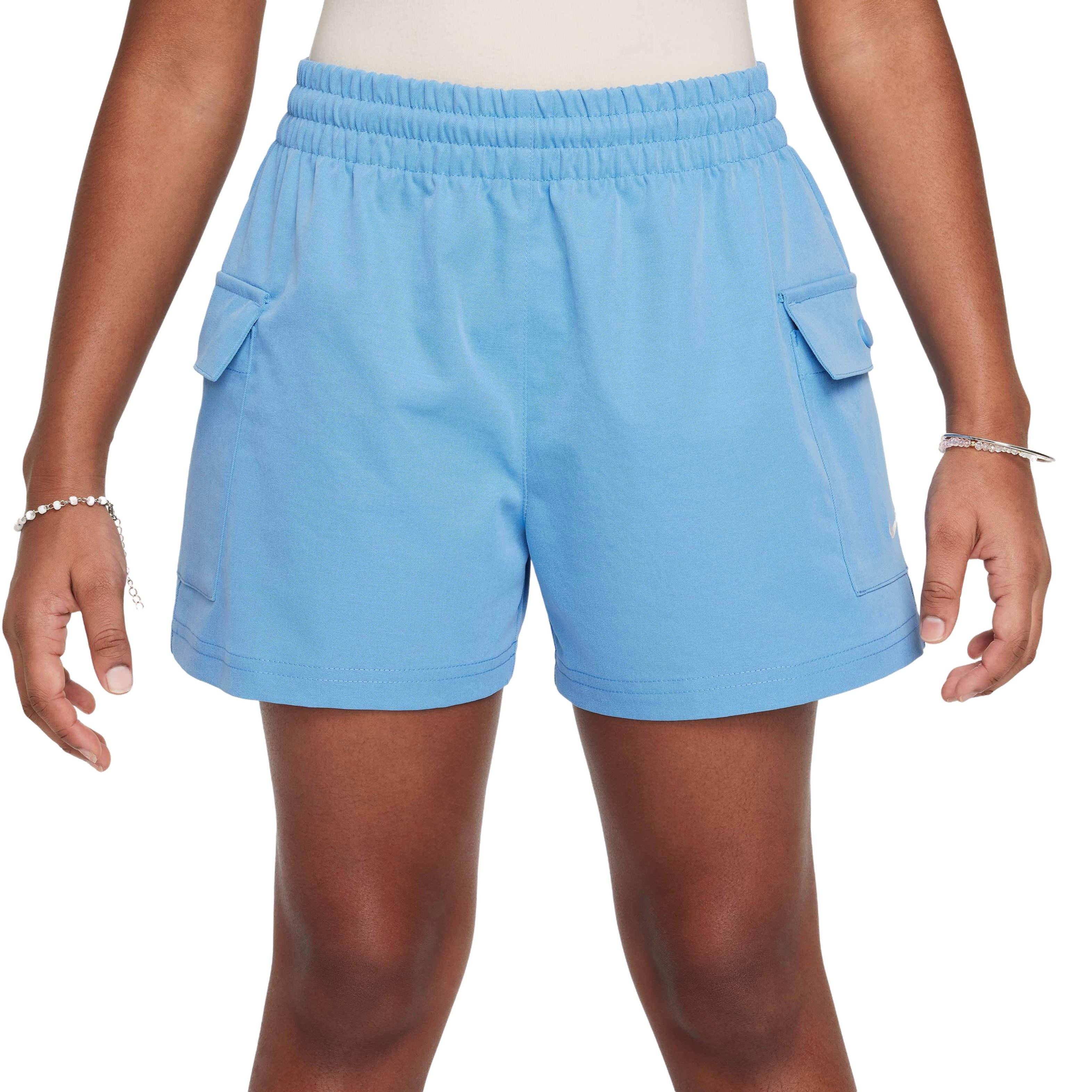 Nike Big Girls' Sportswear Woven Cargo Shorts - BLUE Thumbnail View 2