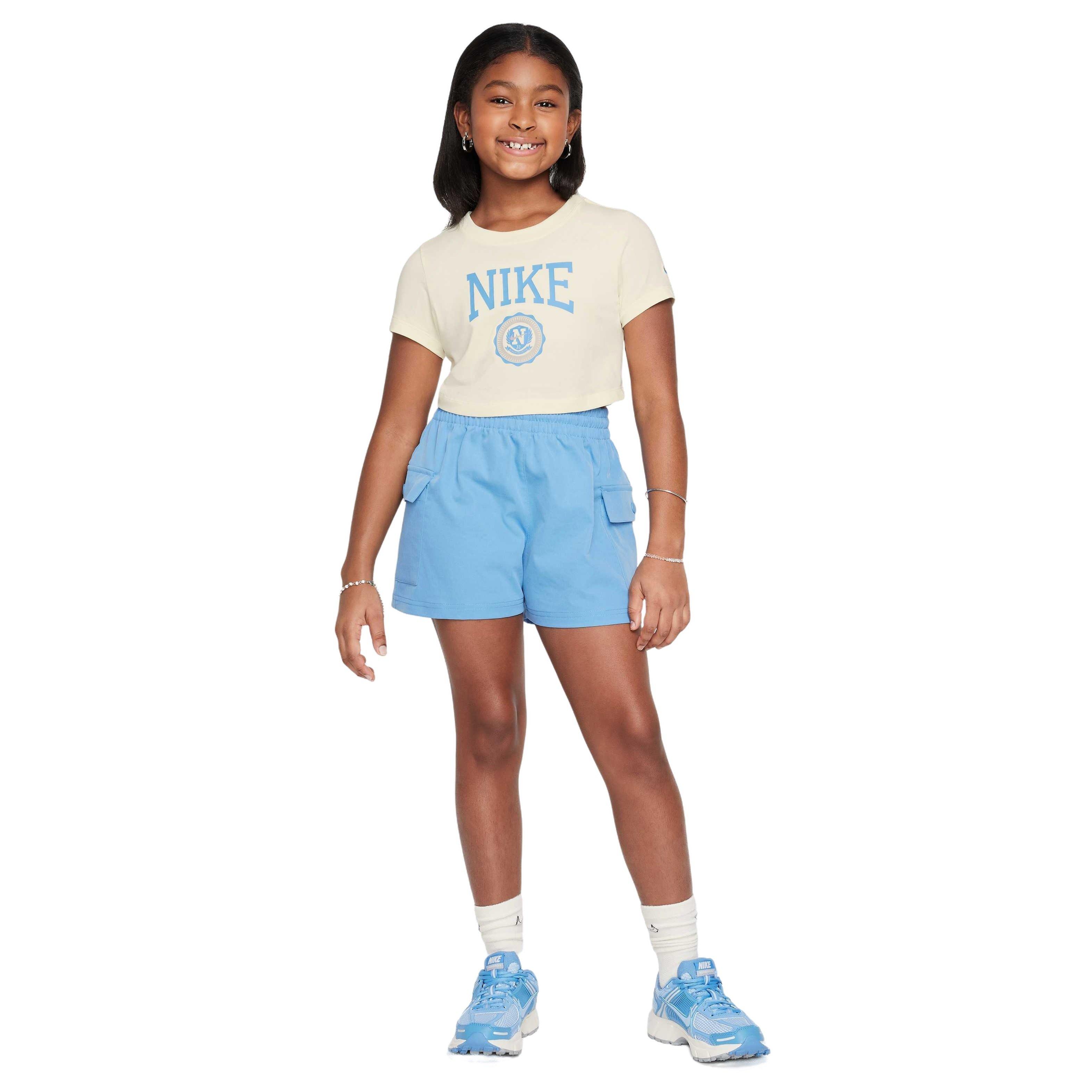 Nike Big Girls' Sportswear Woven Cargo Shorts - BLUE Thumbnail View 6