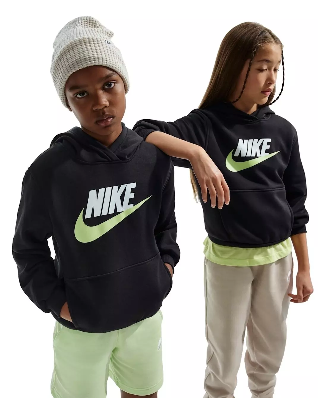 Nike Big Kids' Sportswear Club Fleece Pullover Hoodie - Black - BLACK