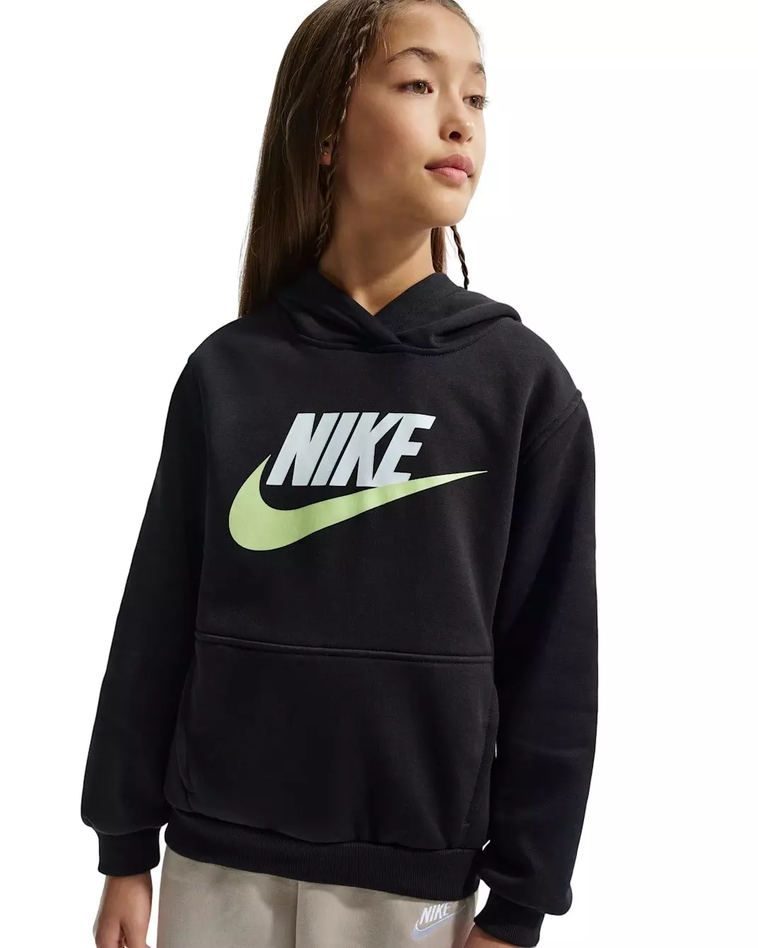 Nike Big Kids' Sportswear Club Fleece Pullover Hoodie - Black - BLACK