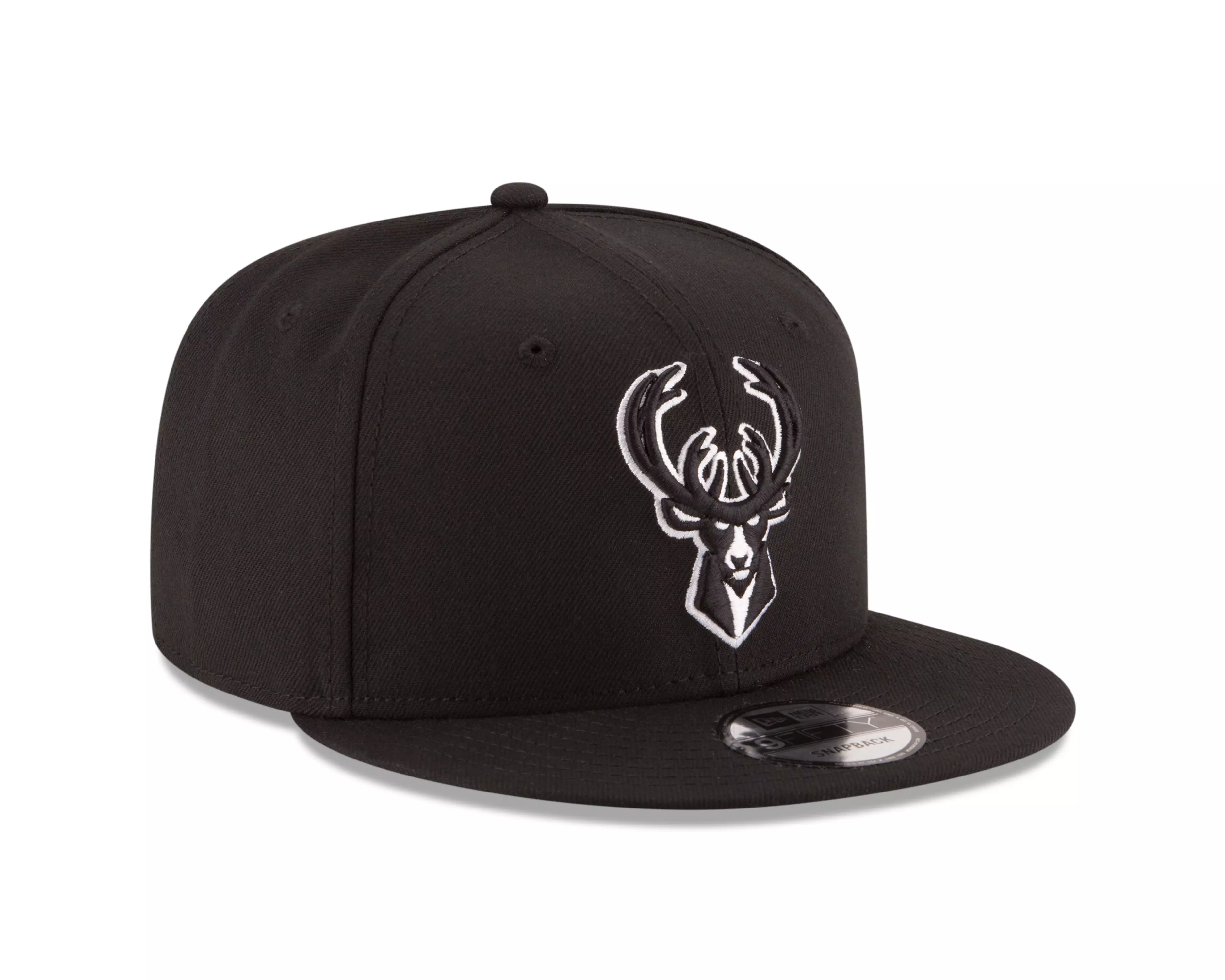 New Era Milwaukee Bucks 9FIFTY Snapback Hat-Black/White - BLACK