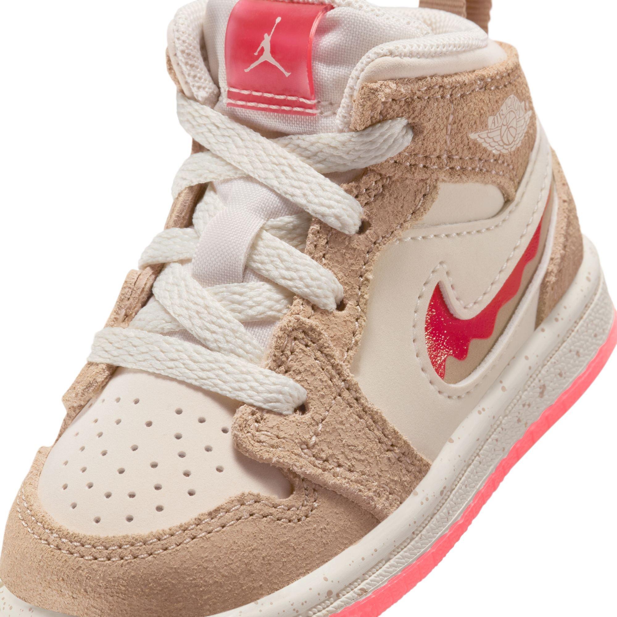 Jordan 1 Mid SE Toddler Girls' "Desert/Fushion Red/Pale Ivory" Shoe