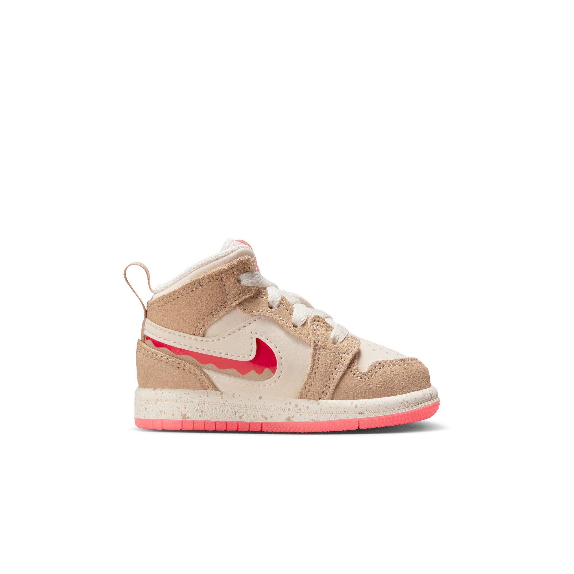Jordan 1 Mid SE Toddler Girls' "Desert/Fushion Red/Pale Ivory" Shoe