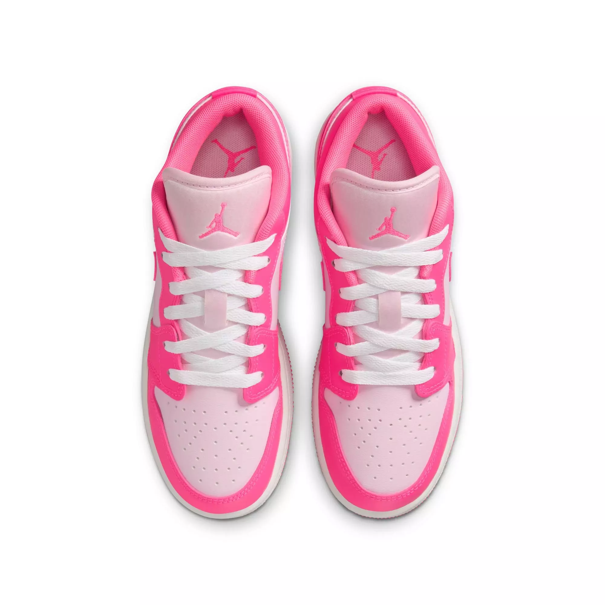 Jordan 1 Low "Pink Foam/Hyper Pink/Summit White" Grade School Girls' Shoe - PINK
