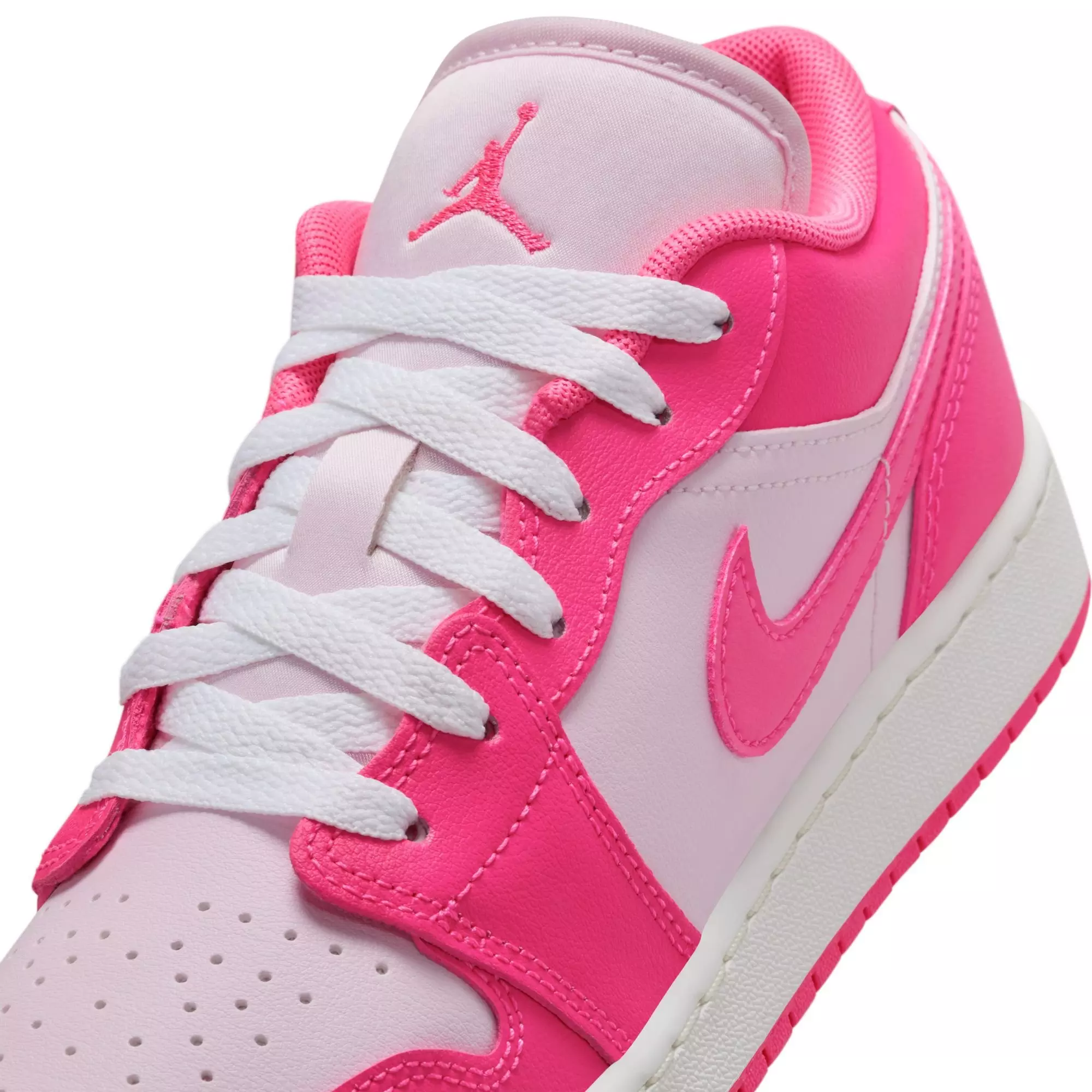 Jordan 1 Low "Pink Foam/Hyper Pink/Summit White" Grade School Girls' Shoe - PINK