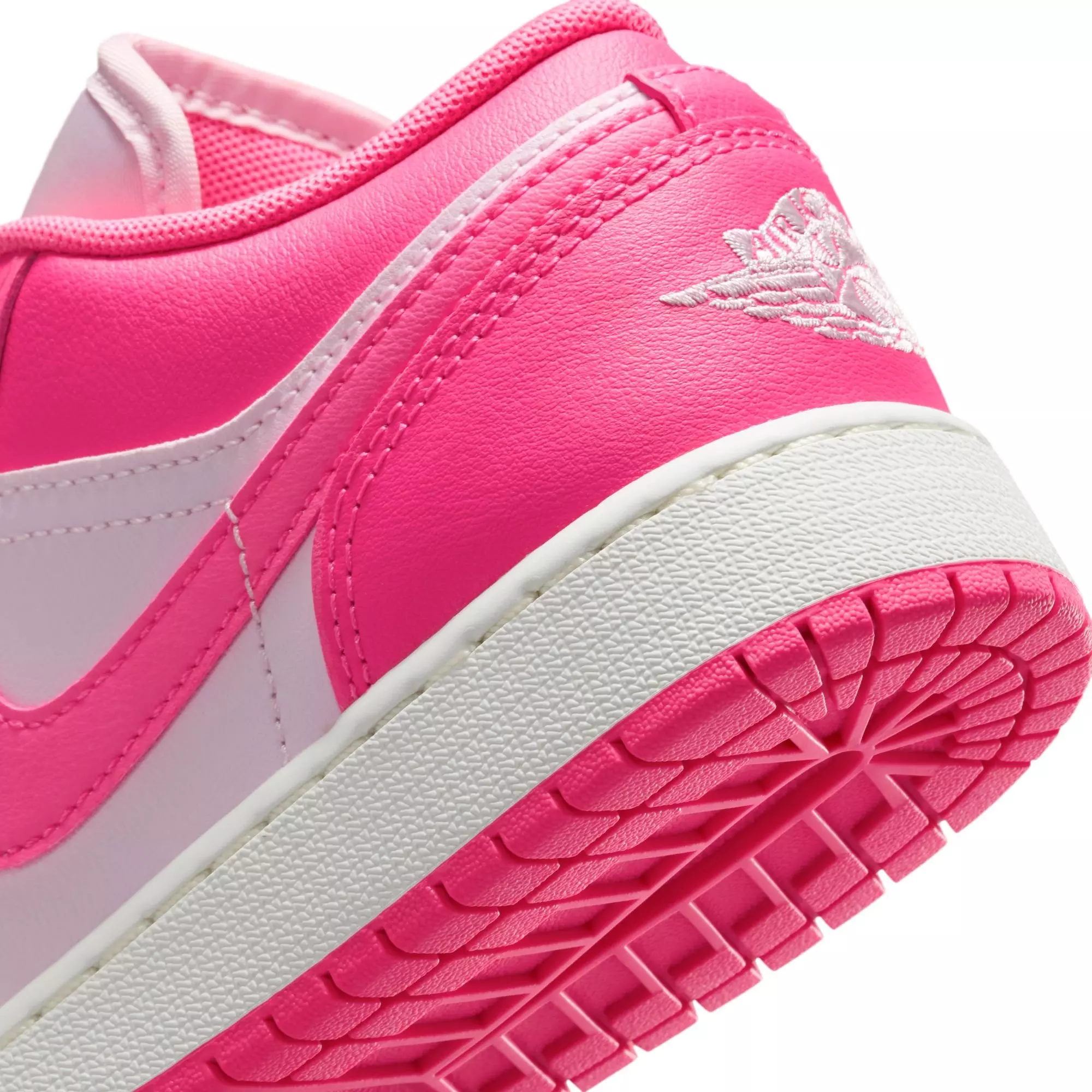 Jordan 1 Low "Pink Foam/Hyper Pink/Summit White" Grade School Girls' Shoe - PINK