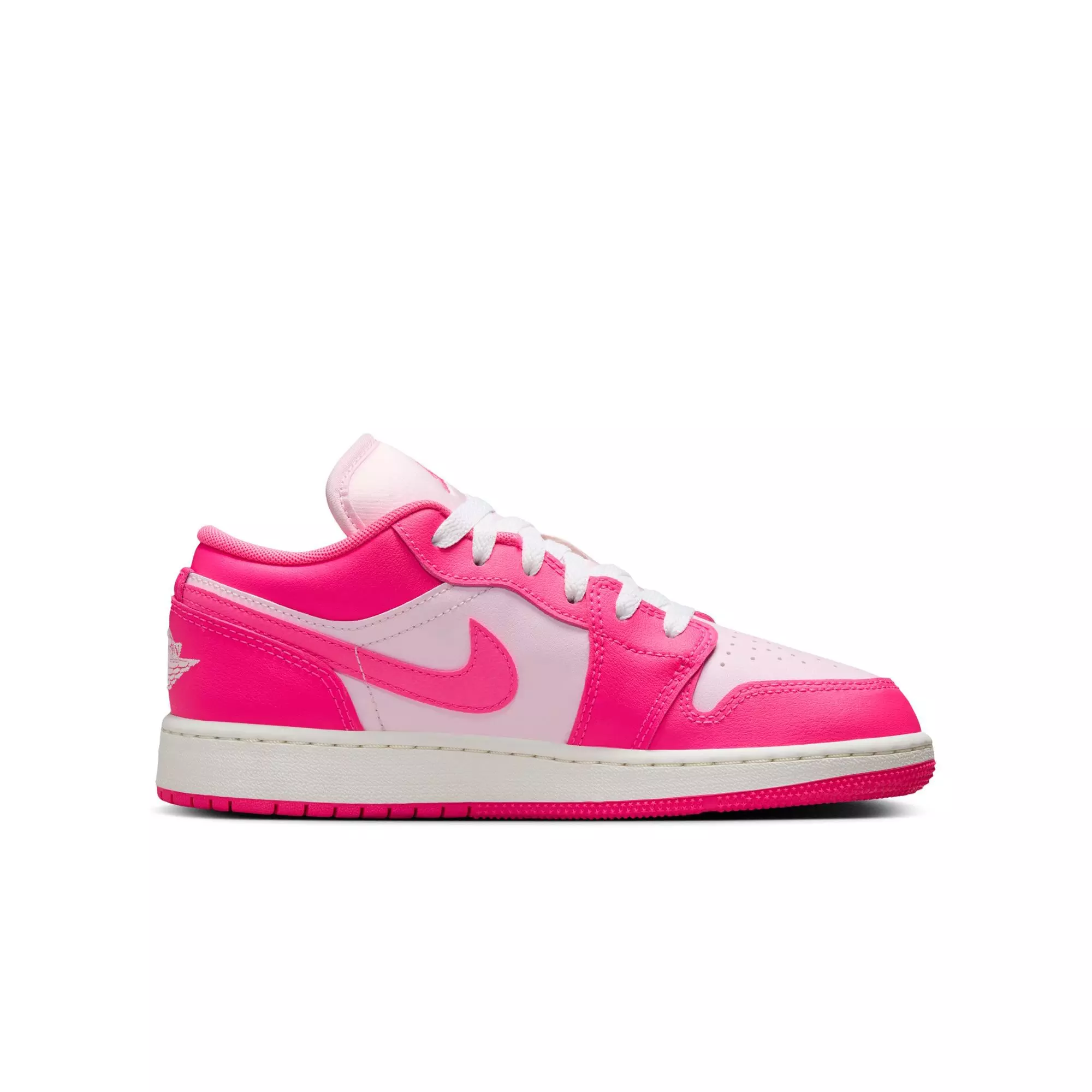Jordan 1 Low "Pink Foam/Hyper Pink/Summit White" Grade School Girls' Shoe - PINK