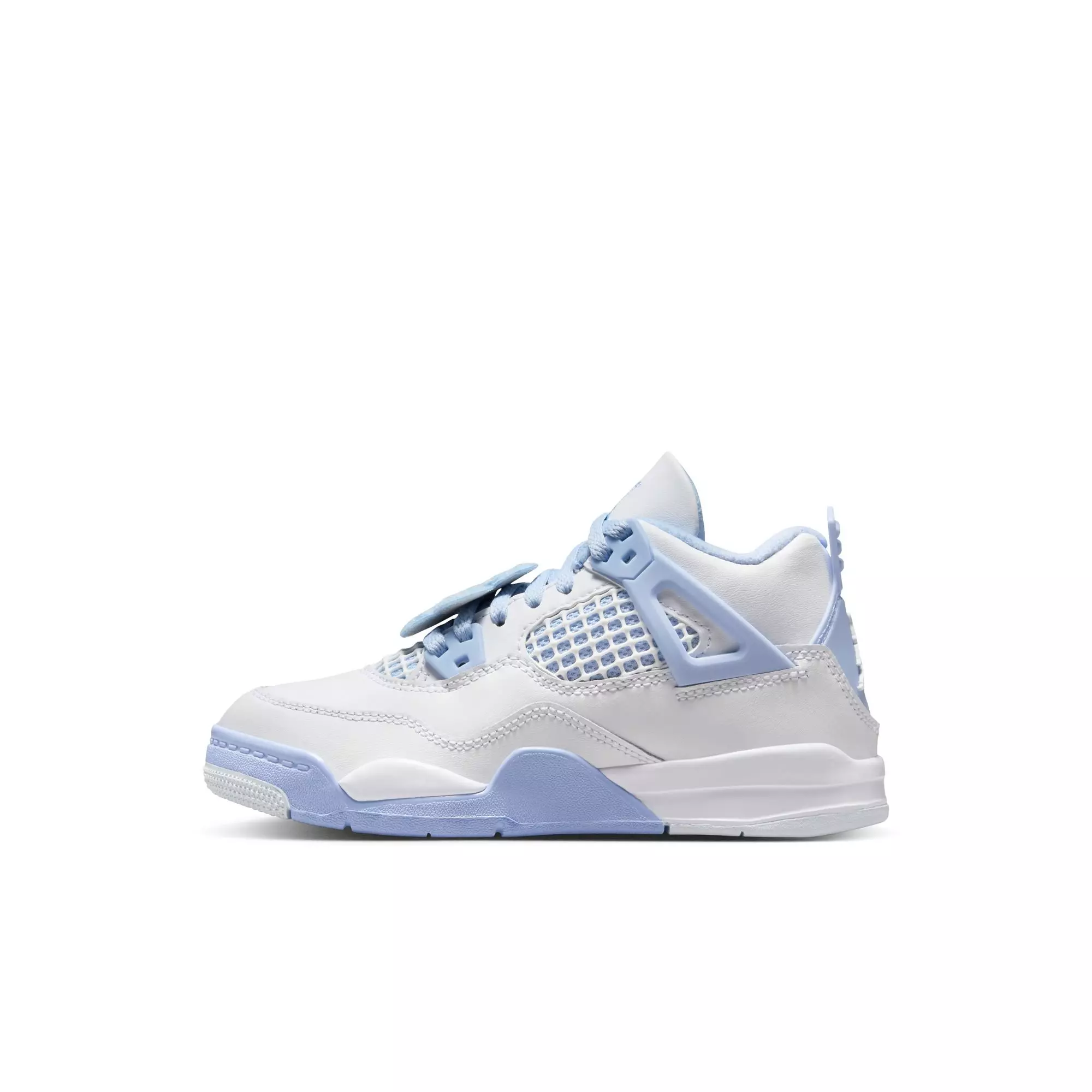 Jordan 4 Retro "Aluminum" Preschool Girls' Shoe - ALUMINUM/BLUE TINT/OIL GREEN