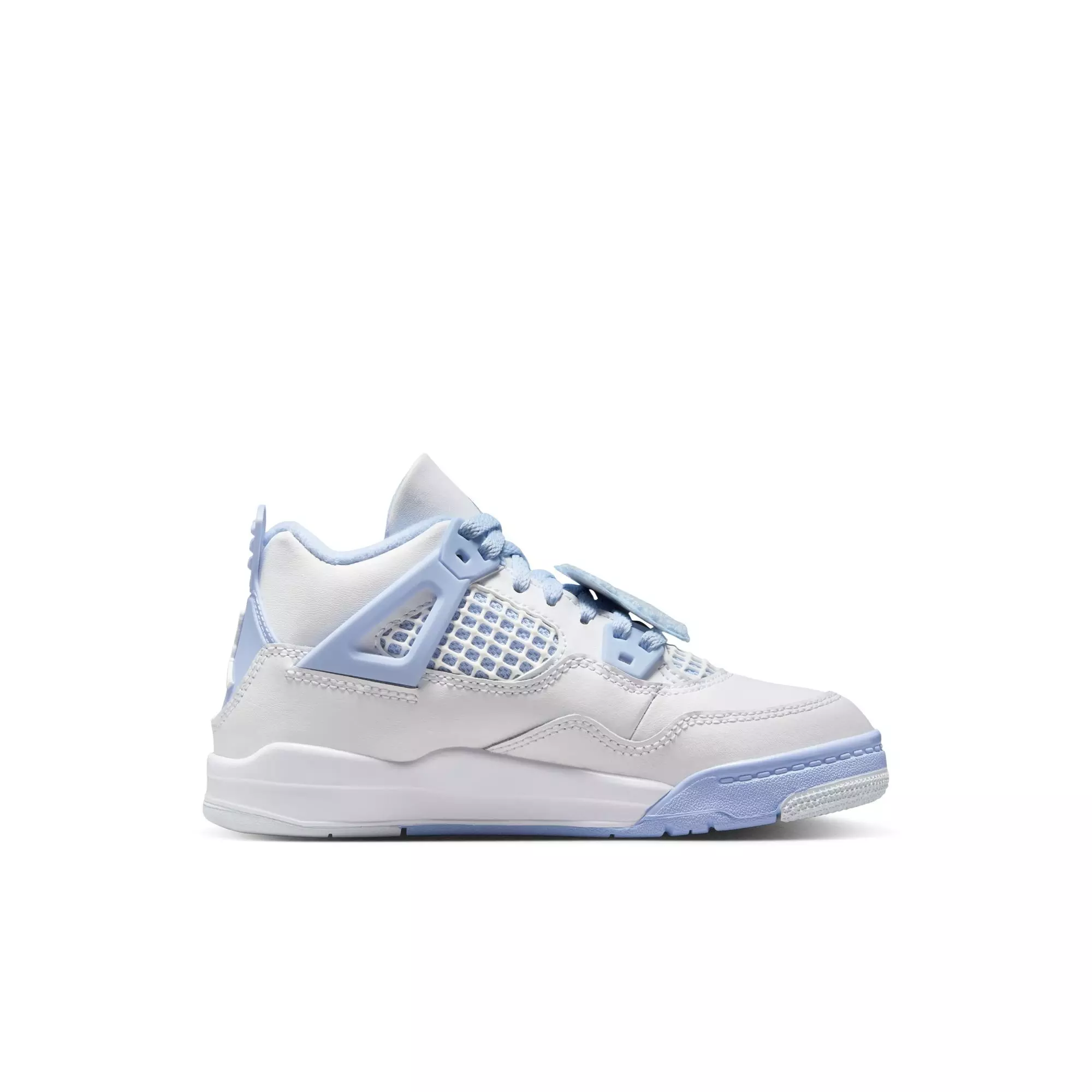 Jordan 4 Retro "Aluminum" Preschool Girls' Shoe - ALUMINUM/BLUE TINT/OIL GREEN