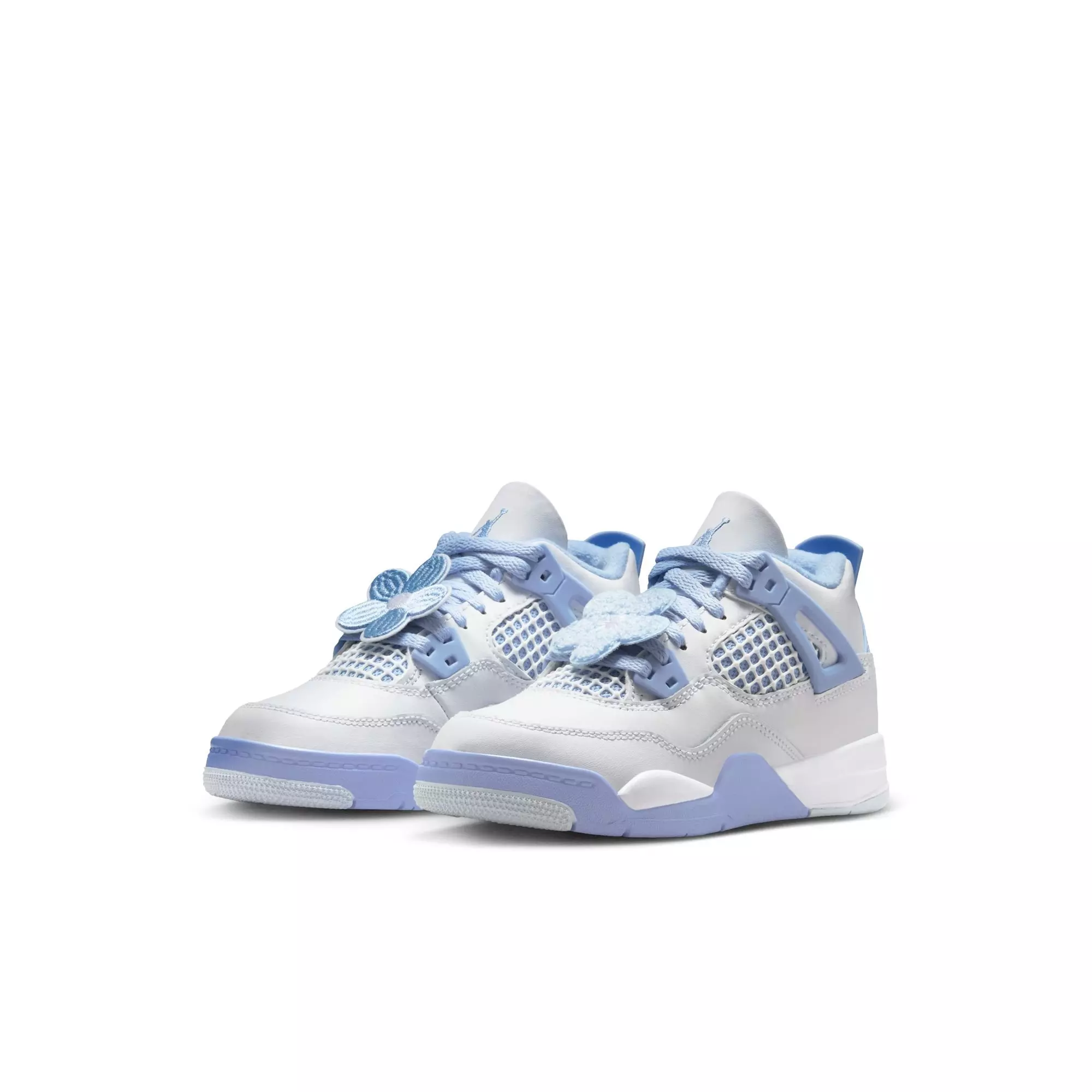 Jordan 4 Retro "Aluminum" Preschool Girls' Shoe - ALUMINUM/BLUE TINT/OIL GREEN